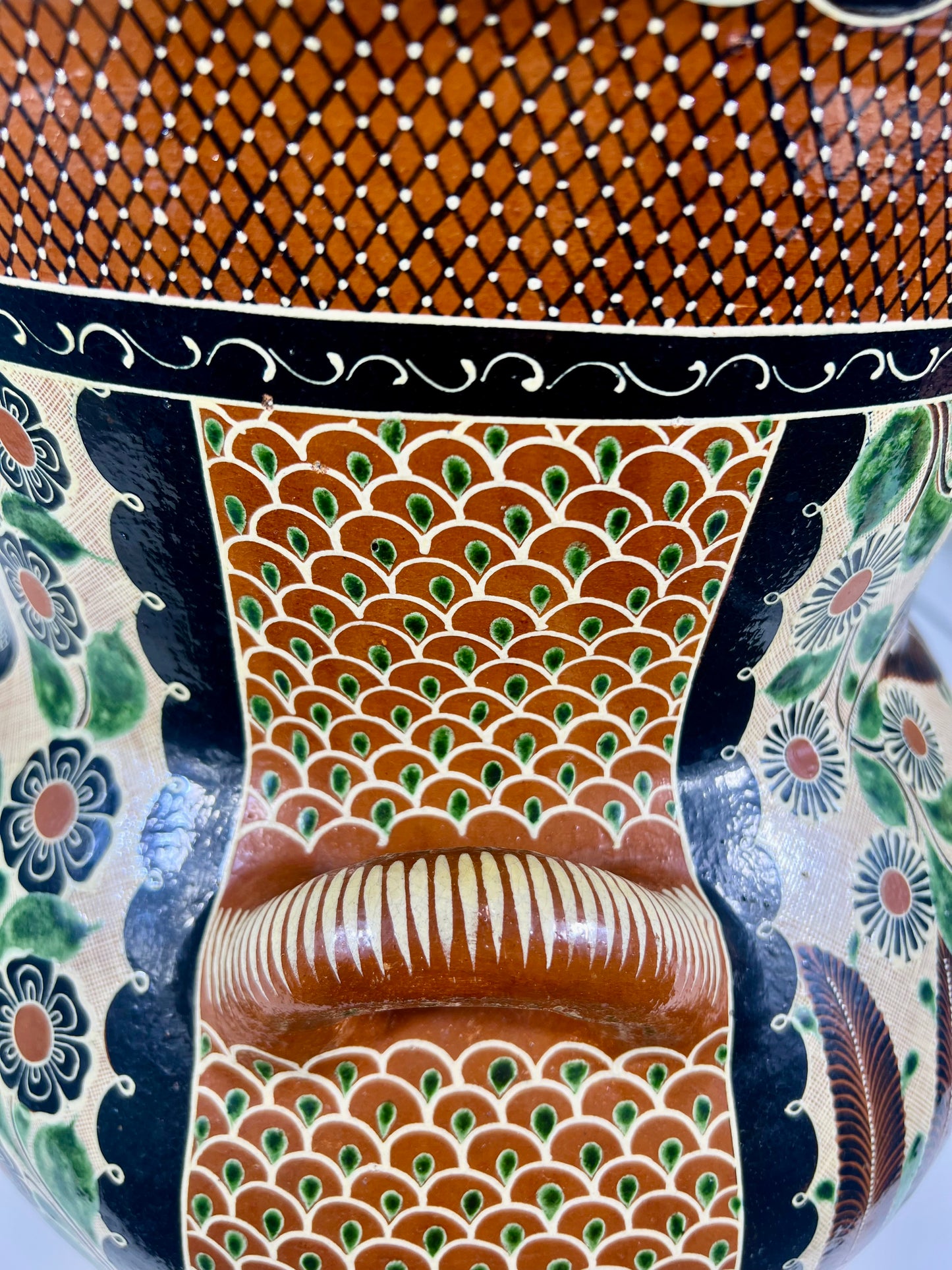 "Petatillo" Birds, Gazelles, & Floral Design Urn Signed by Renowned Master Potter, Geronimo Ramos