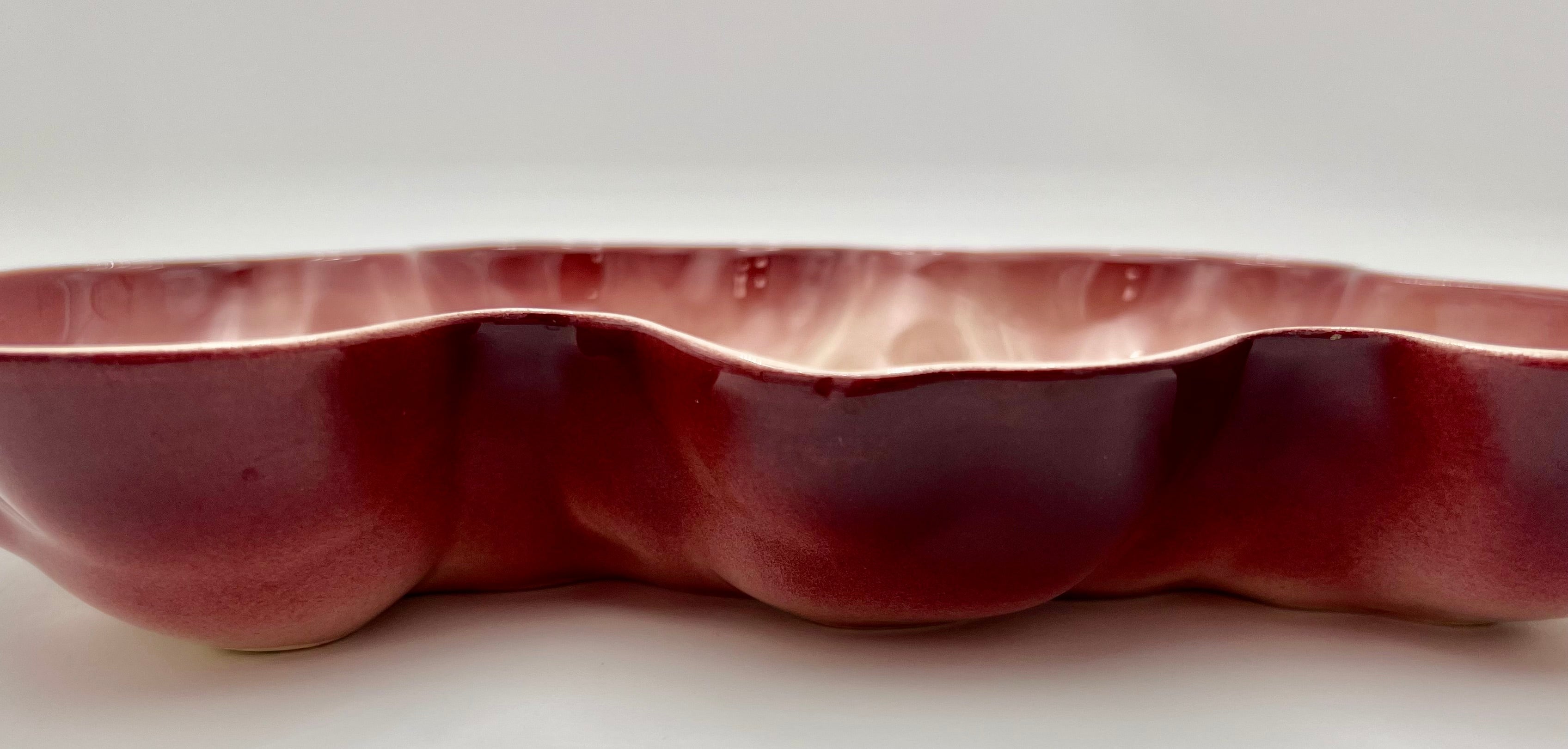 Vintage Los Angeles Potteries Pink Sculptural Dish Mid Century California Art Pottery Organic Modern Form 295