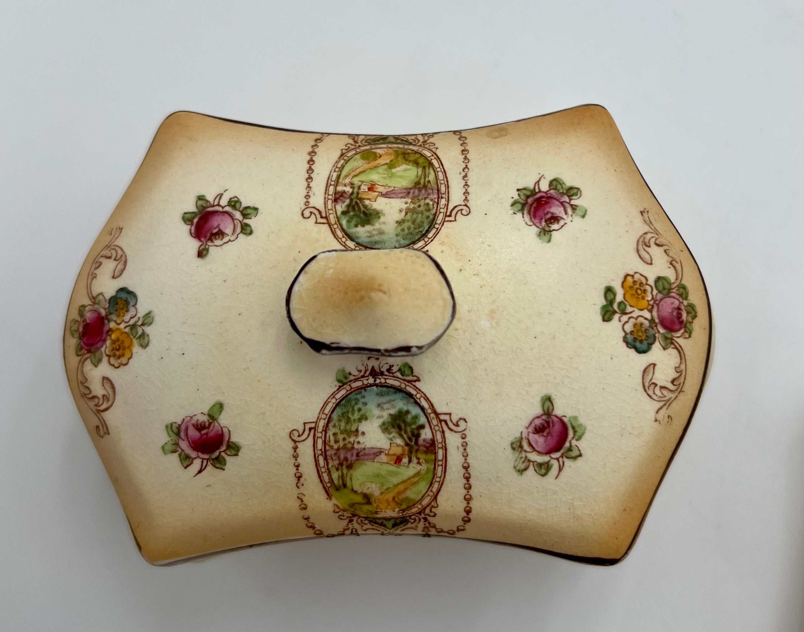 ANTIQUE CRANFORD WARE VANITY SET — FORD & SONS ENGLISH EARTHENWARE, C.1910s