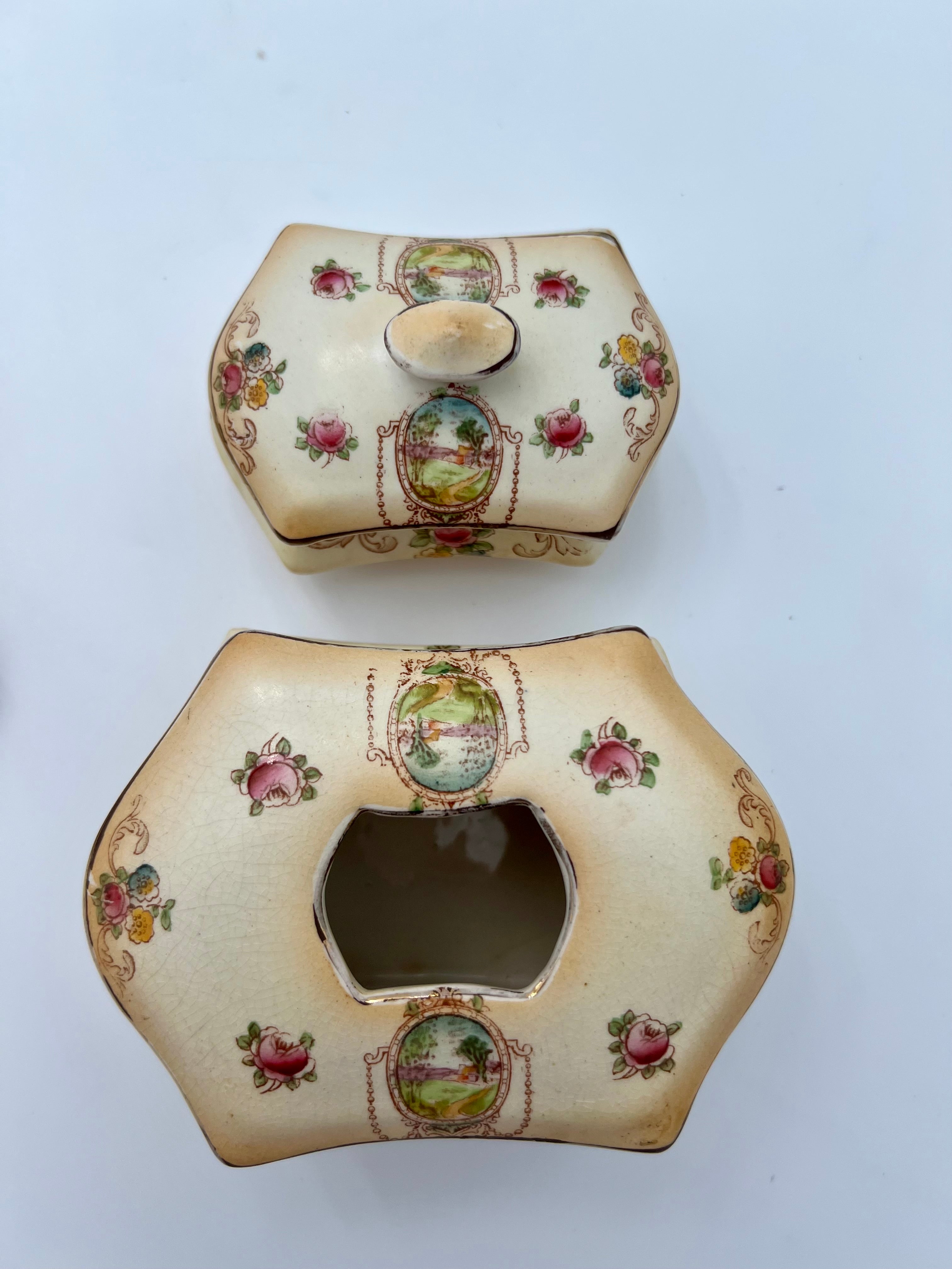 ANTIQUE CRANFORD WARE VANITY SET — FORD & SONS ENGLISH EARTHENWARE, C.1910s