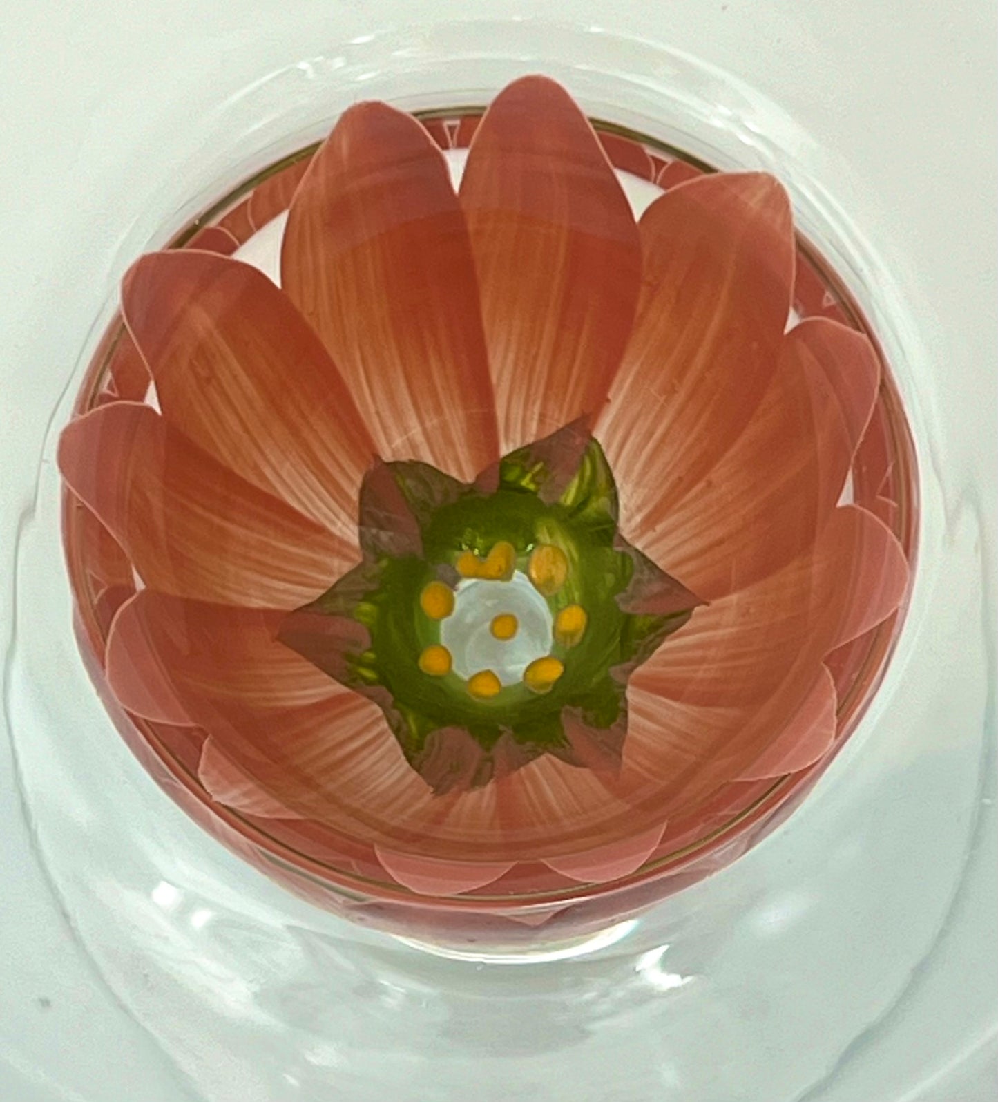 SET OF 10 VINTAGE HAND PAINTED PINK FLOWER MARGARITA GLASSES