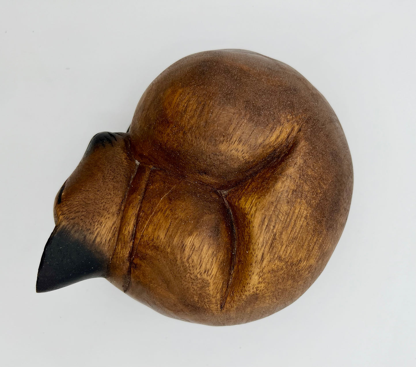 VINTAGE WOOD CARVED SLEEPING CAT