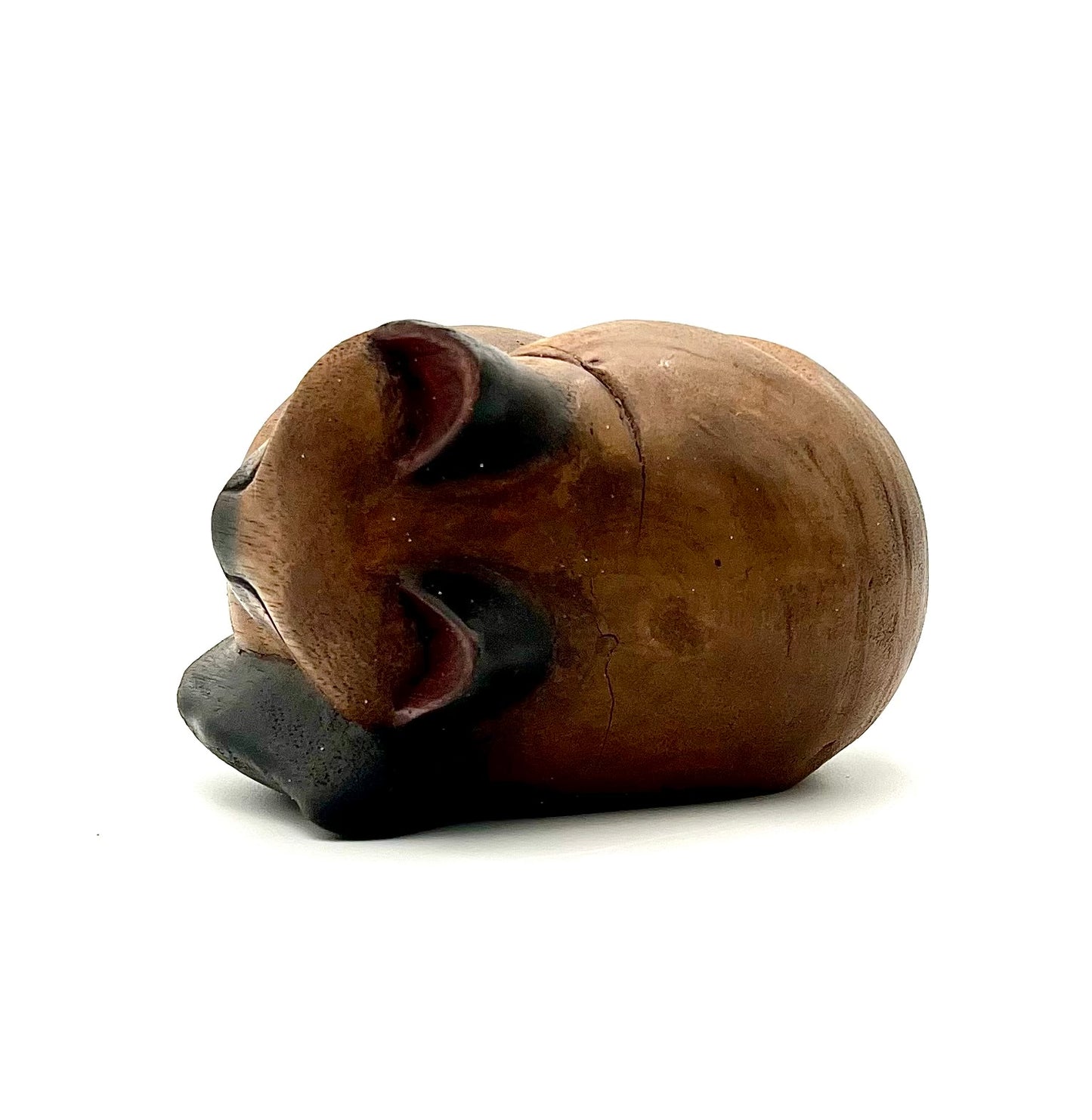 VINTAGE WOOD CARVED SLEEPING CAT