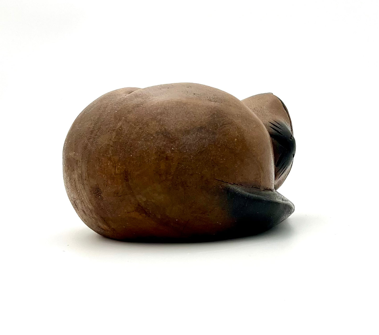 VINTAGE WOOD CARVED SLEEPING CAT