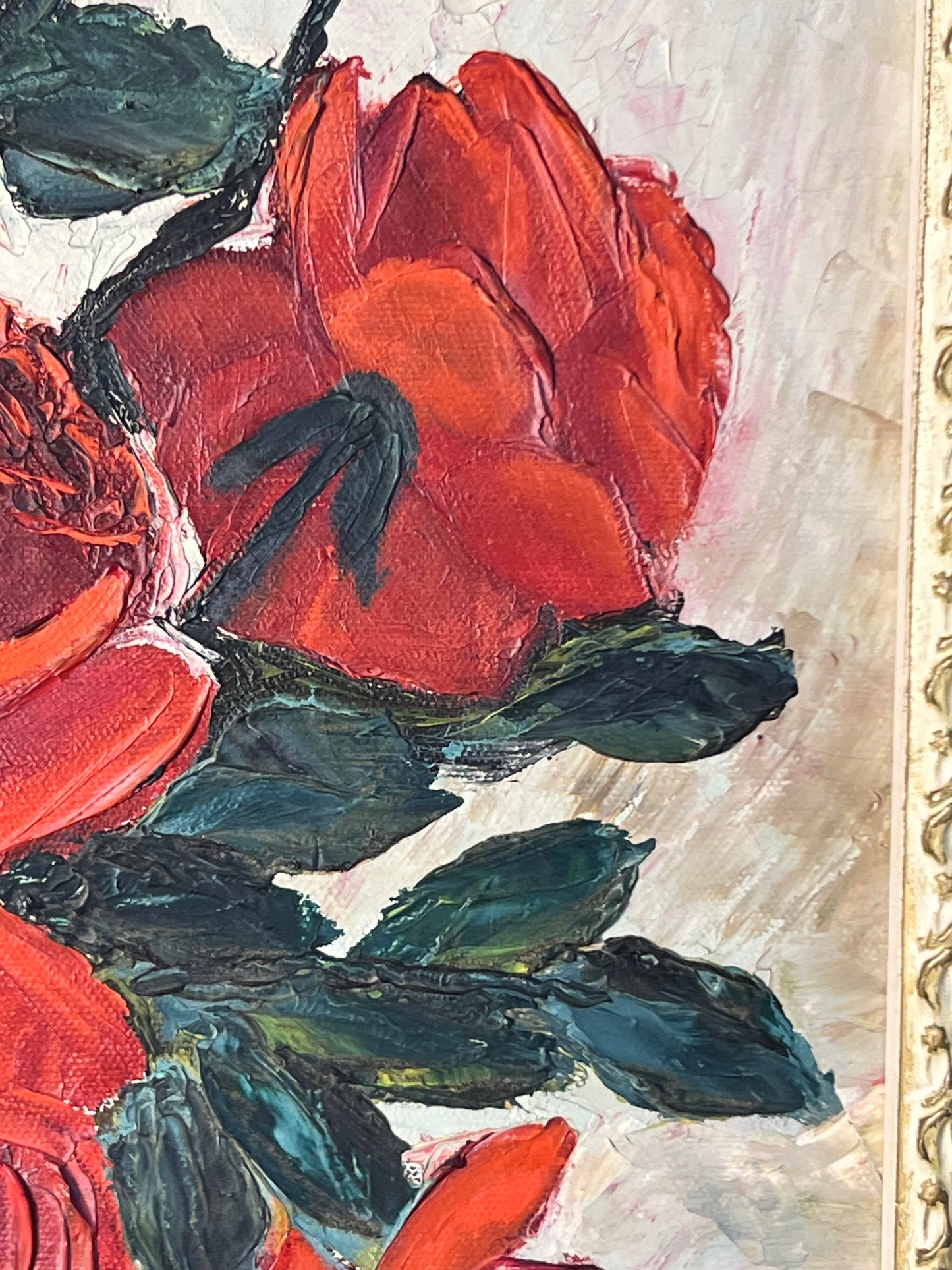 VINTAGE RED ROSES MILDRED SKINNER FRAMED ORIGINAL PAINTING