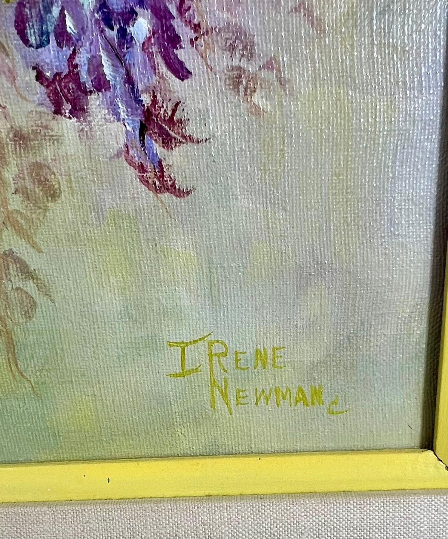 YELLOW ROSES BY IRENE NEWMAN – ORIGINAL OIL PAINTING – VINTAGE TEXAS FLORAL ART