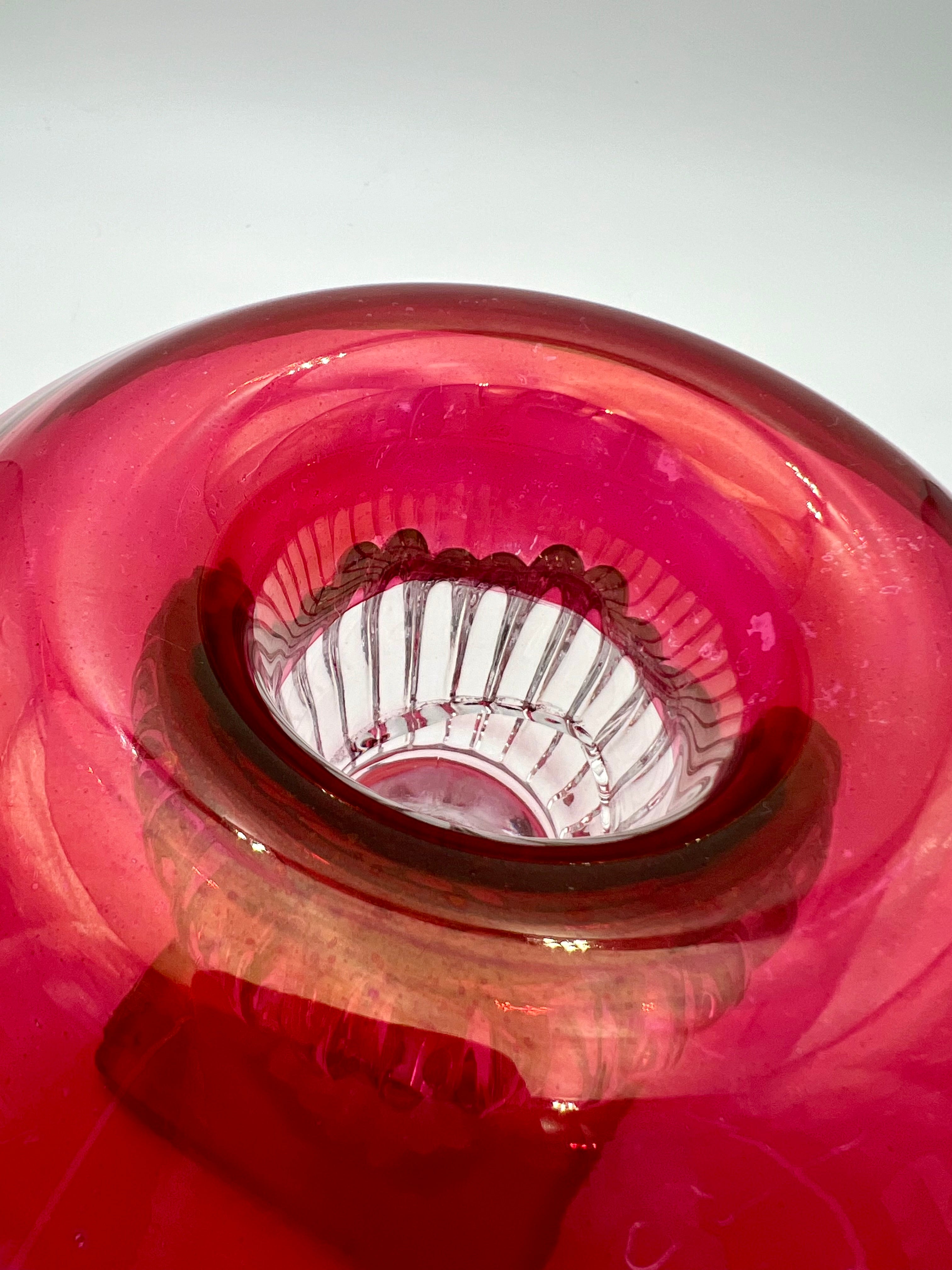 VINTAGE CRANBERRY GLASS VASE — NEIMAN MARCUS ERA LUXURY DECOR