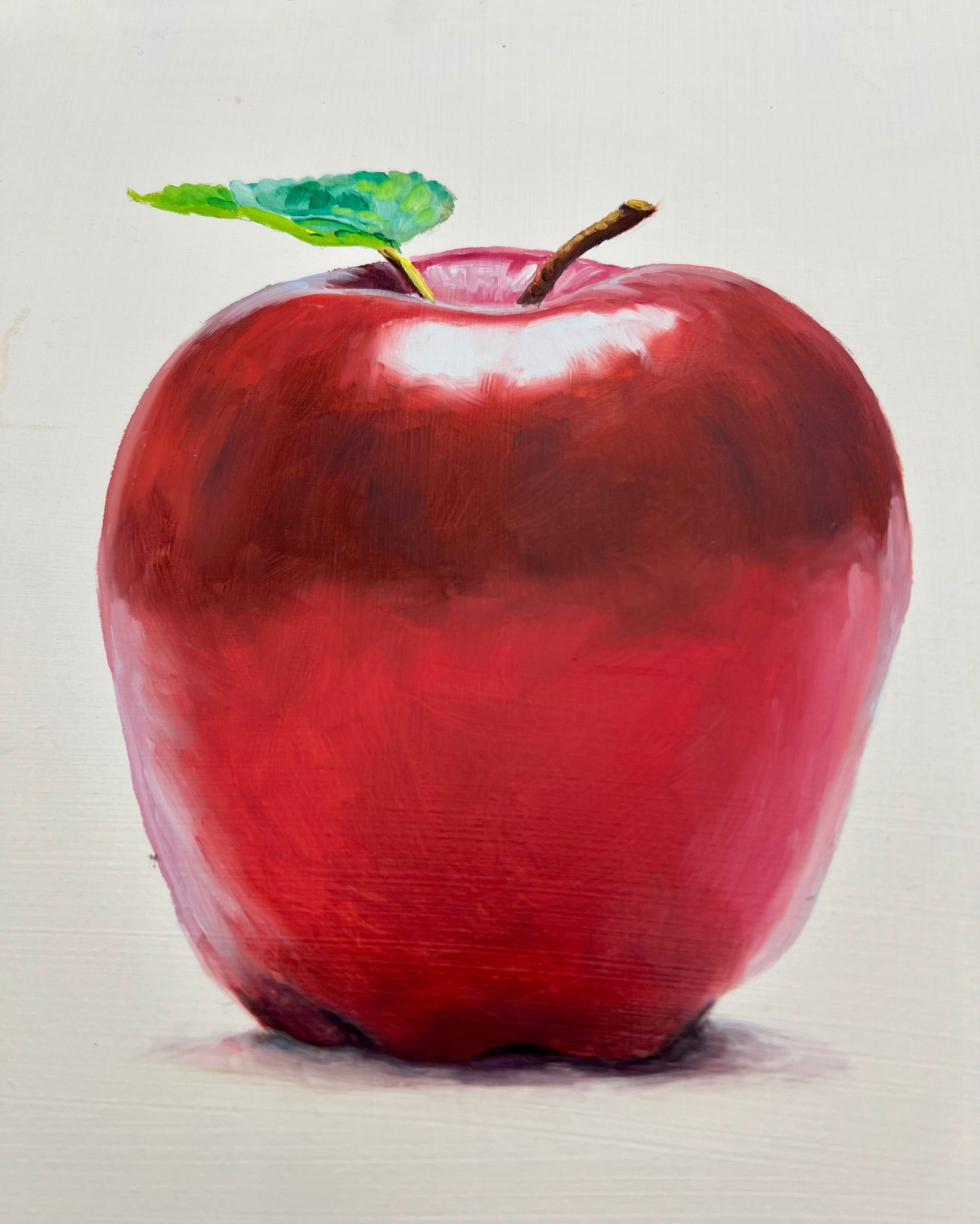 SIGNED ROSE HOHENBERGER (HOUSTON, TEXAS) FRUIT STILL LIFE PANEL SERIES — SET OF FOUR — 12"×12" DEEP-EDGE WOOD PANELS