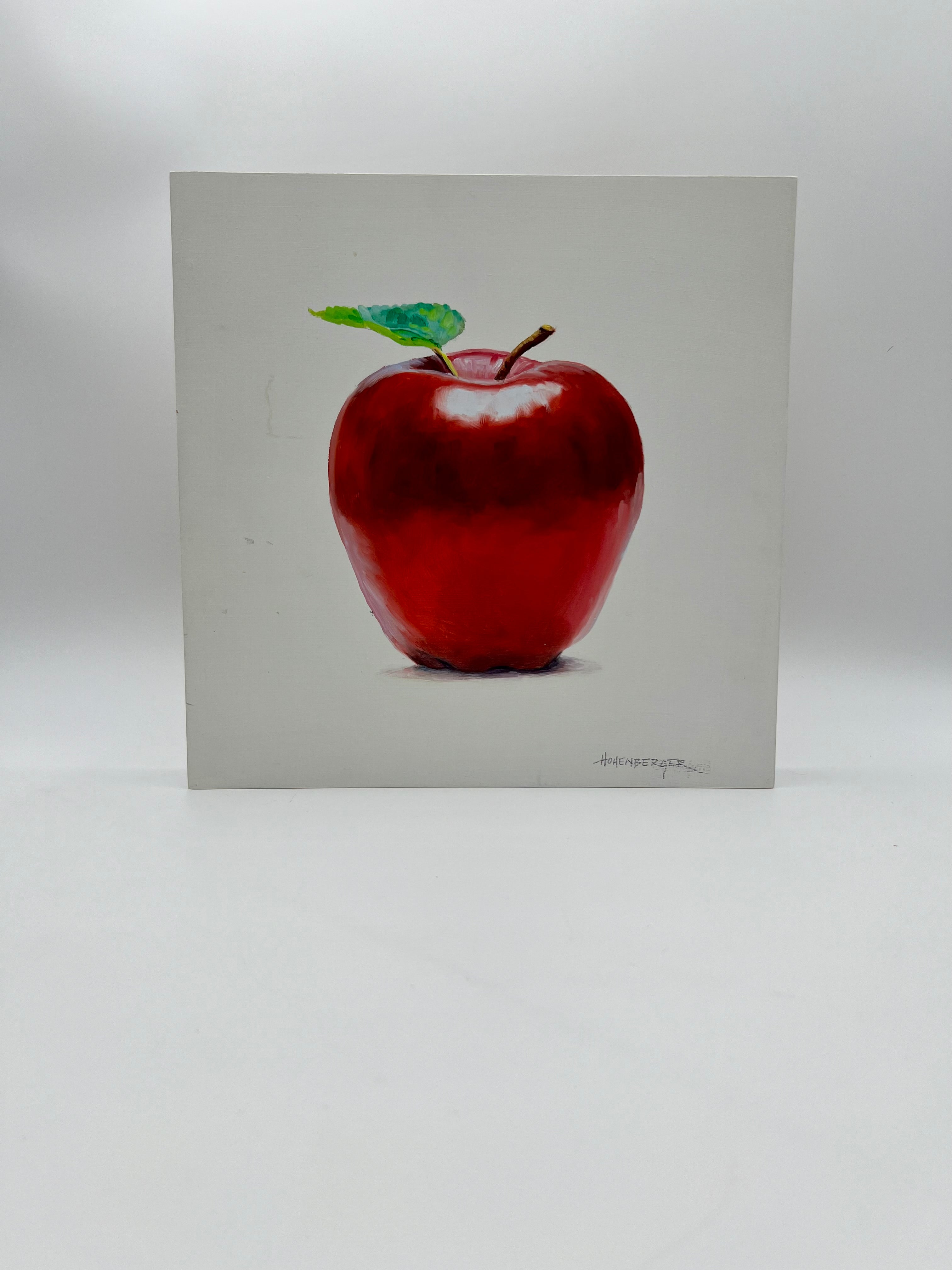 SIGNED ROSE HOHENBERGER (HOUSTON, TEXAS) FRUIT STILL LIFE PANEL SERIES — SET OF FOUR — 12"×12" DEEP-EDGE WOOD PANELS