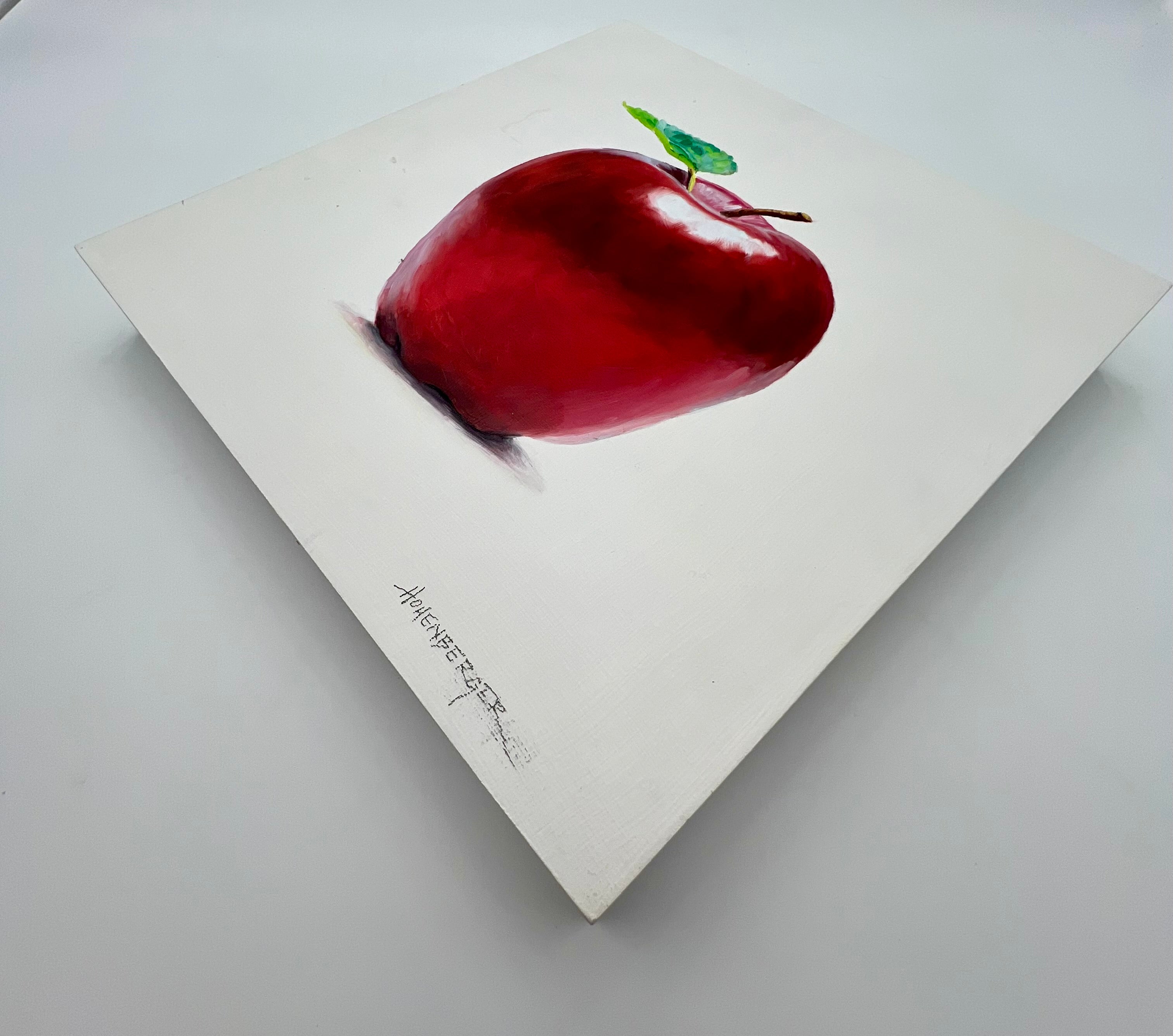 SIGNED ROSE HOHENBERGER (HOUSTON, TEXAS) FRUIT STILL LIFE PANEL SERIES — SET OF FOUR — 12"×12" DEEP-EDGE WOOD PANELS