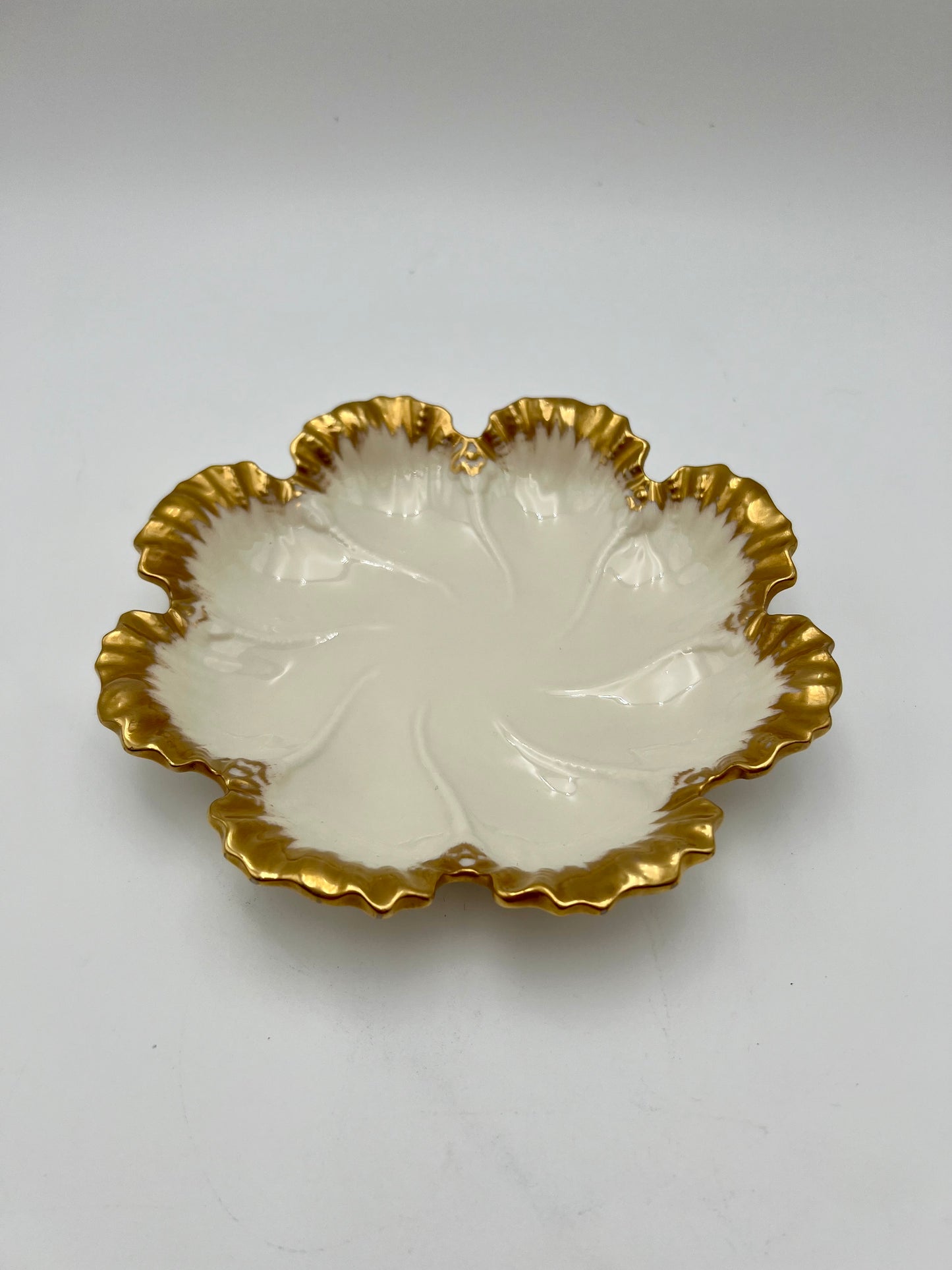 ANTIQUE LENOX CHINA GOLD AND WHITE PORCELAIN DISH
