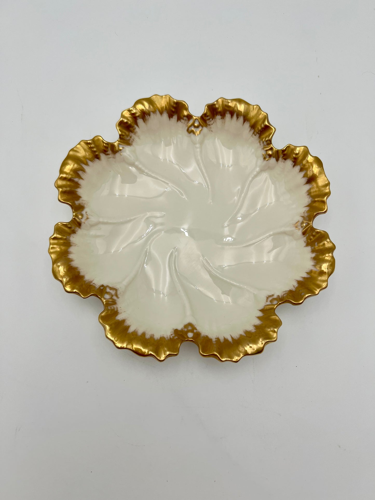 ANTIQUE LENOX CHINA GOLD AND WHITE PORCELAIN DISH