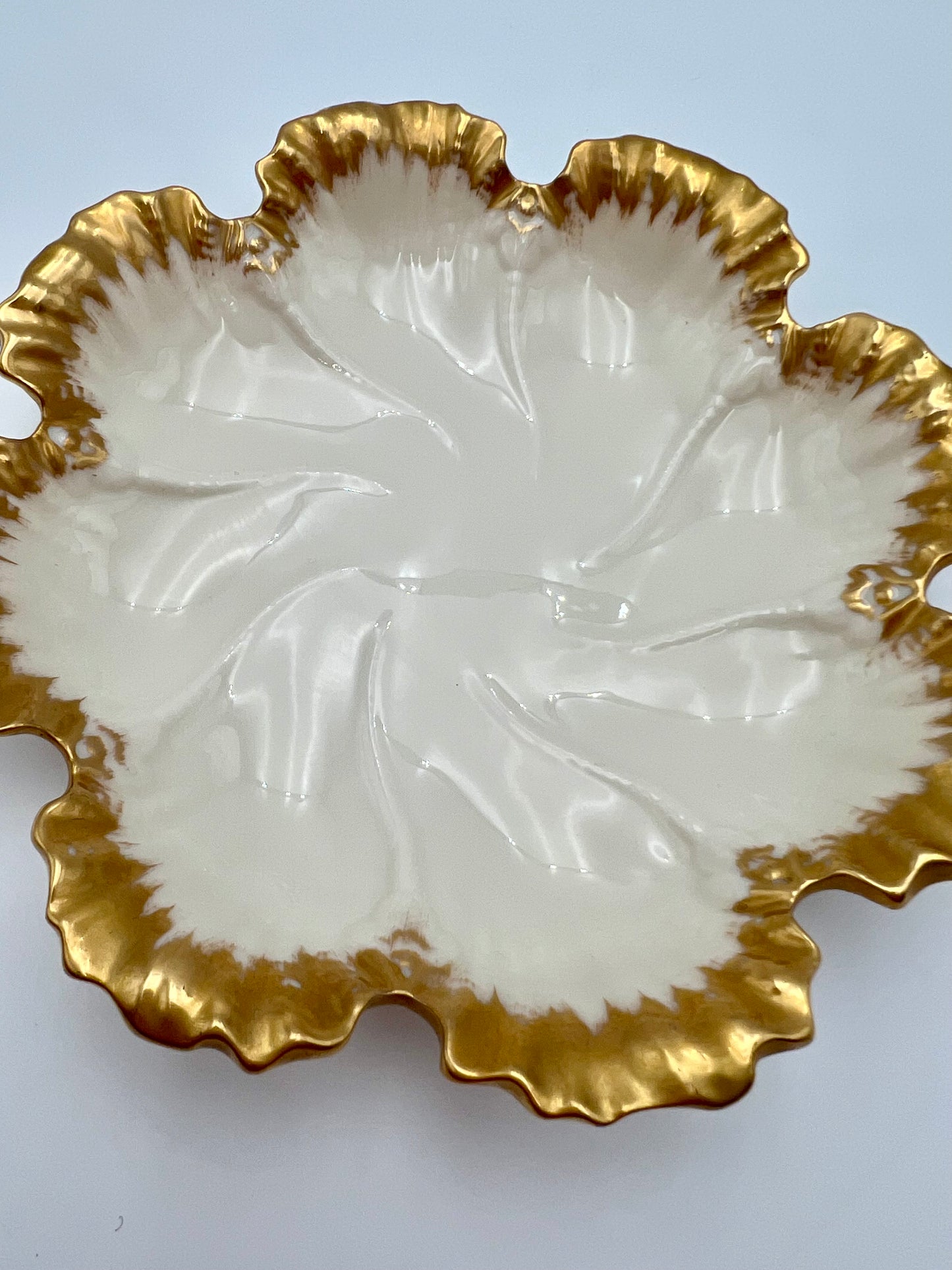ANTIQUE LENOX CHINA GOLD AND WHITE PORCELAIN DISH