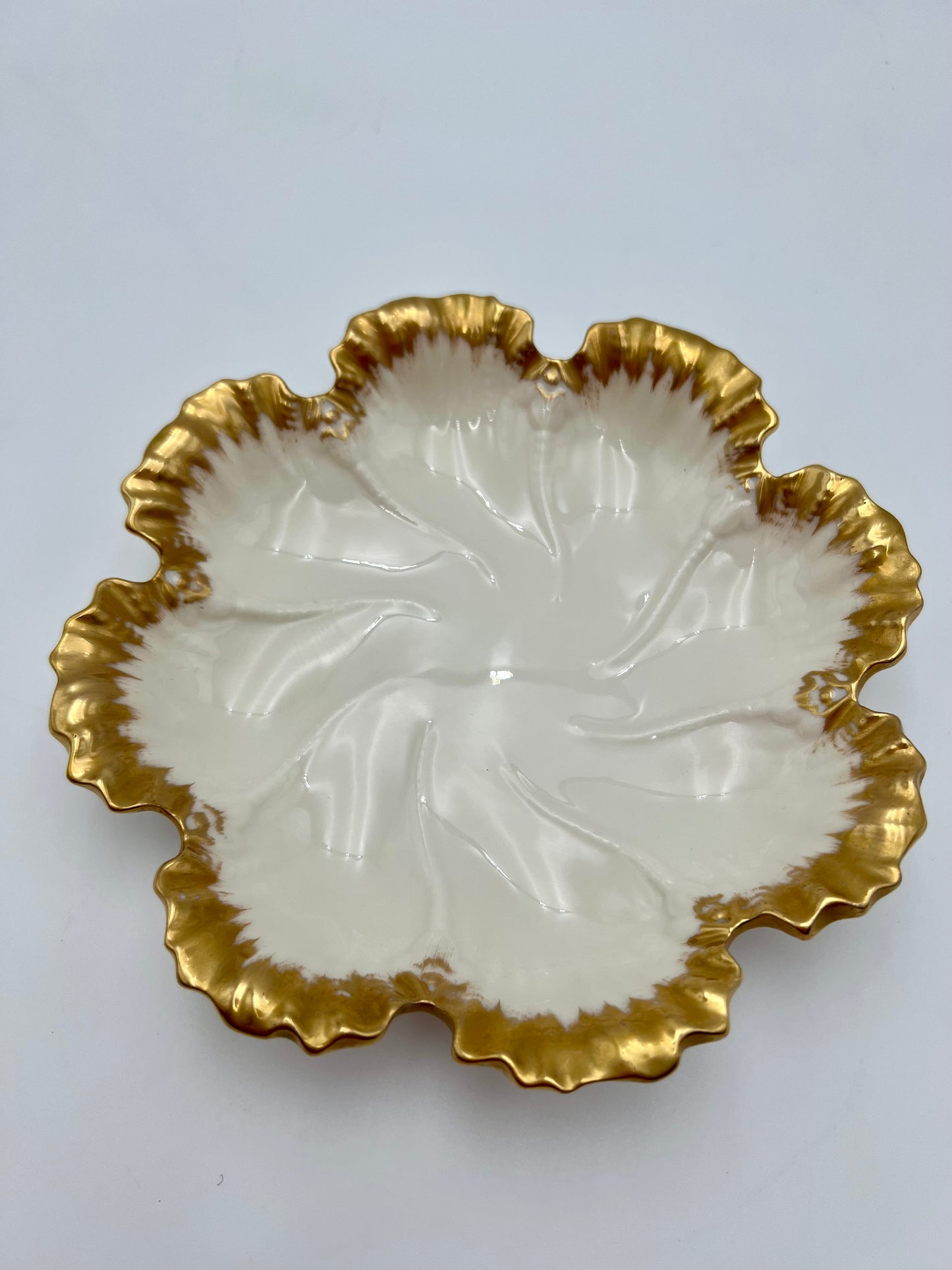 ANTIQUE LENOX CHINA GOLD AND WHITE PORCELAIN DISH