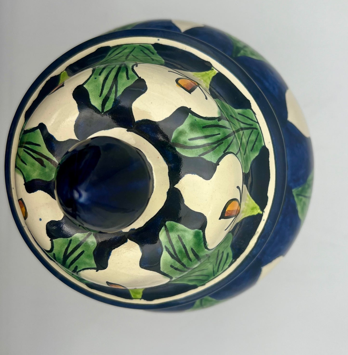 VINTAGE MEXICAN FOLK ART CALLA LILLY HAND PAINTED MORA POTTERY LARGE VASE