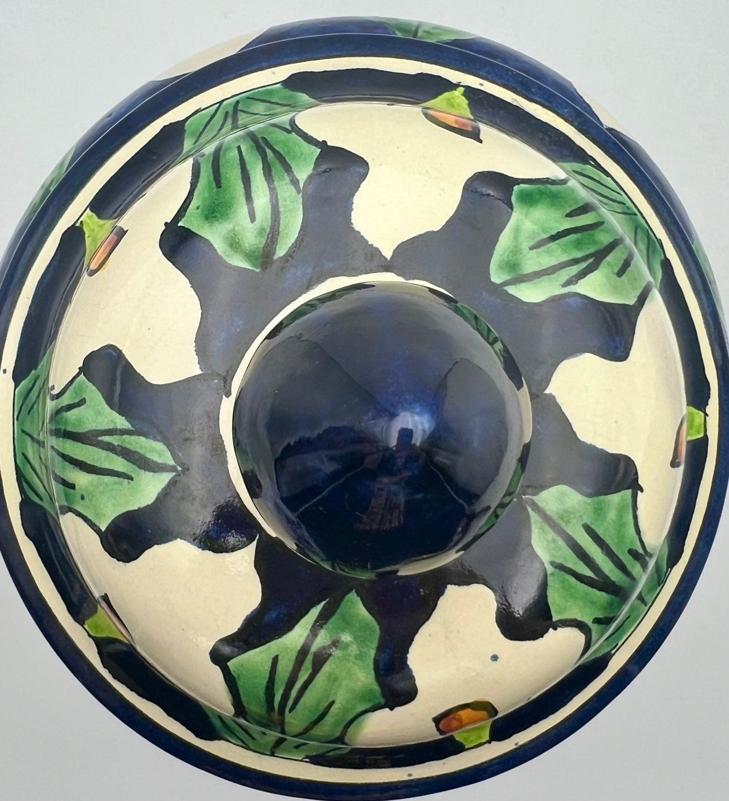 VINTAGE MEXICAN FOLK ART CALLA LILLY HAND PAINTED MORA POTTERY LARGE VASE