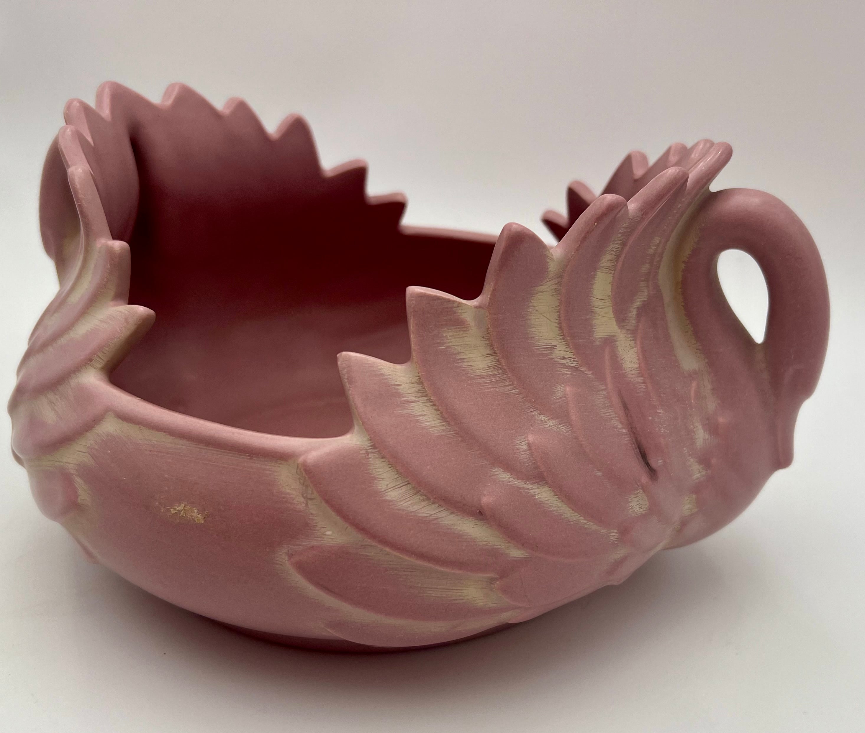 Vintage Haeger Pink Swan Planter Bowl #7126 – Matte Finish – Mid-Century Ceramic