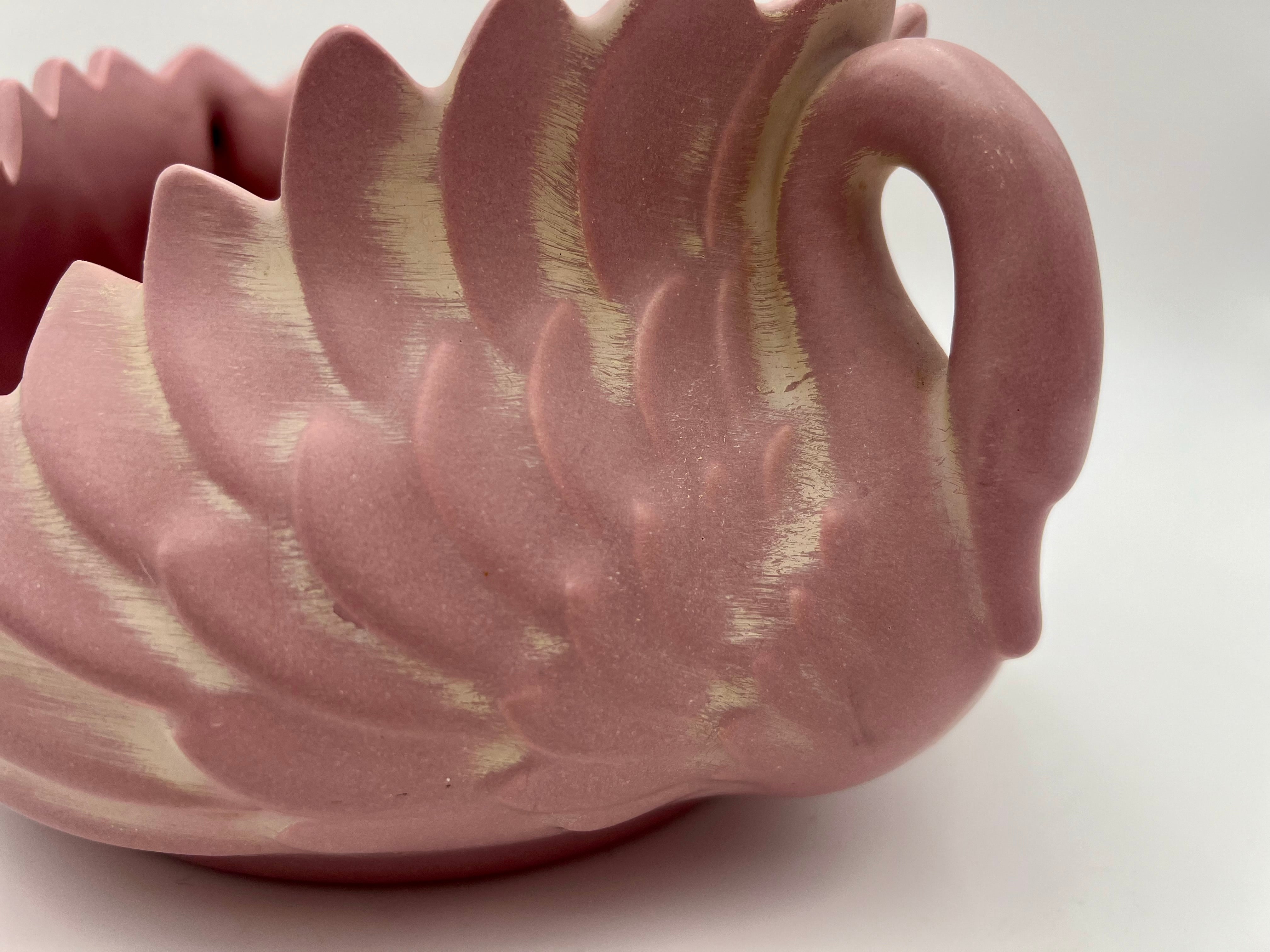 Vintage Haeger Pink Swan Planter Bowl #7126 – Matte Finish – Mid-Century Ceramic