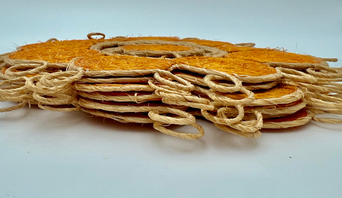 VINATGE MID CENTURY NEVER USED SALAD PLATE ORANGE PLACEMATS SET OF 6