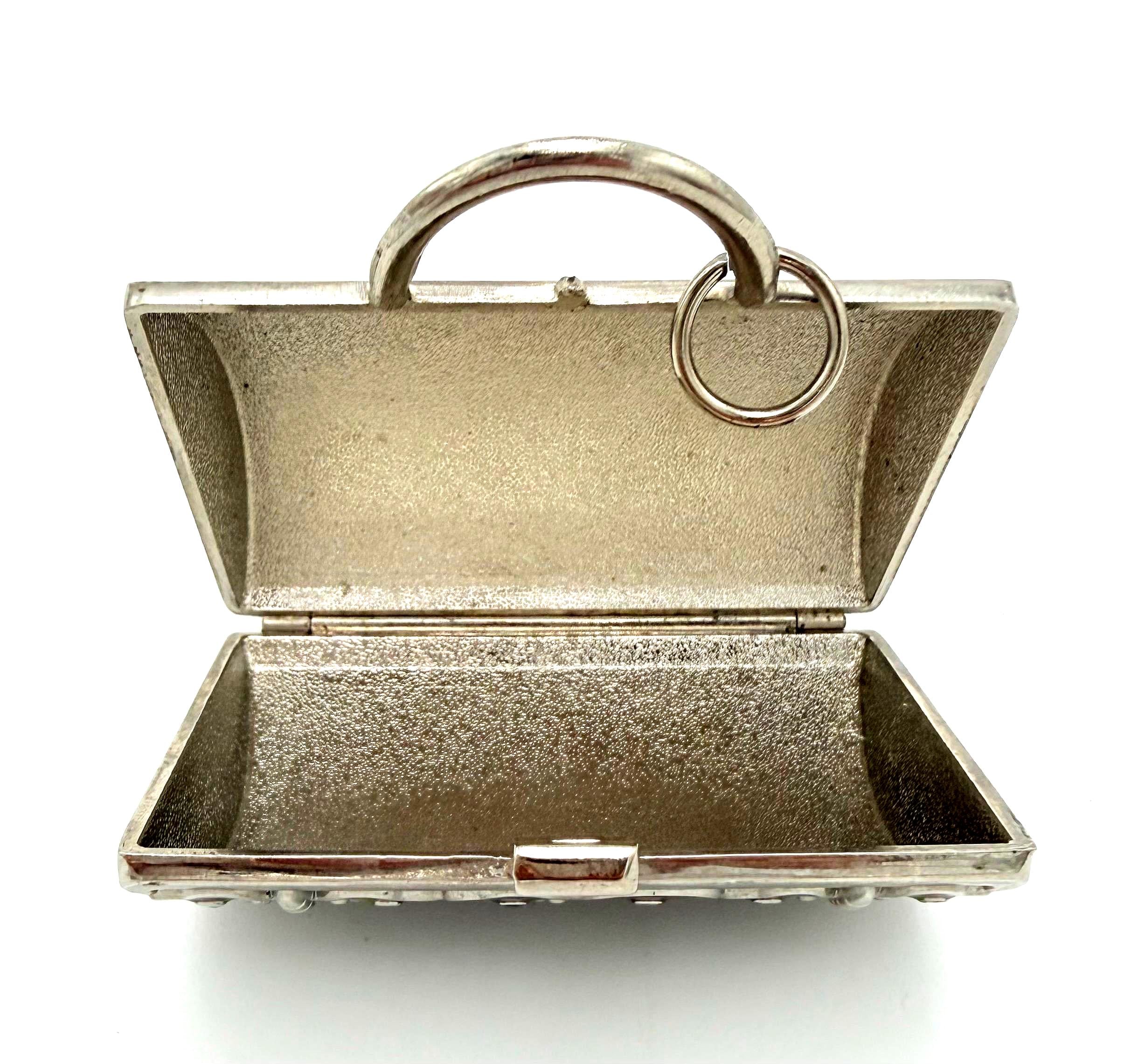 JUDITH LEIBER BUTTERFLY MINAUDIÈRE COMPACT FOR NEIMAN MARCUS – VINTAGE ENAMEL RHINESTONE MINI PURSE TRINKET BOX