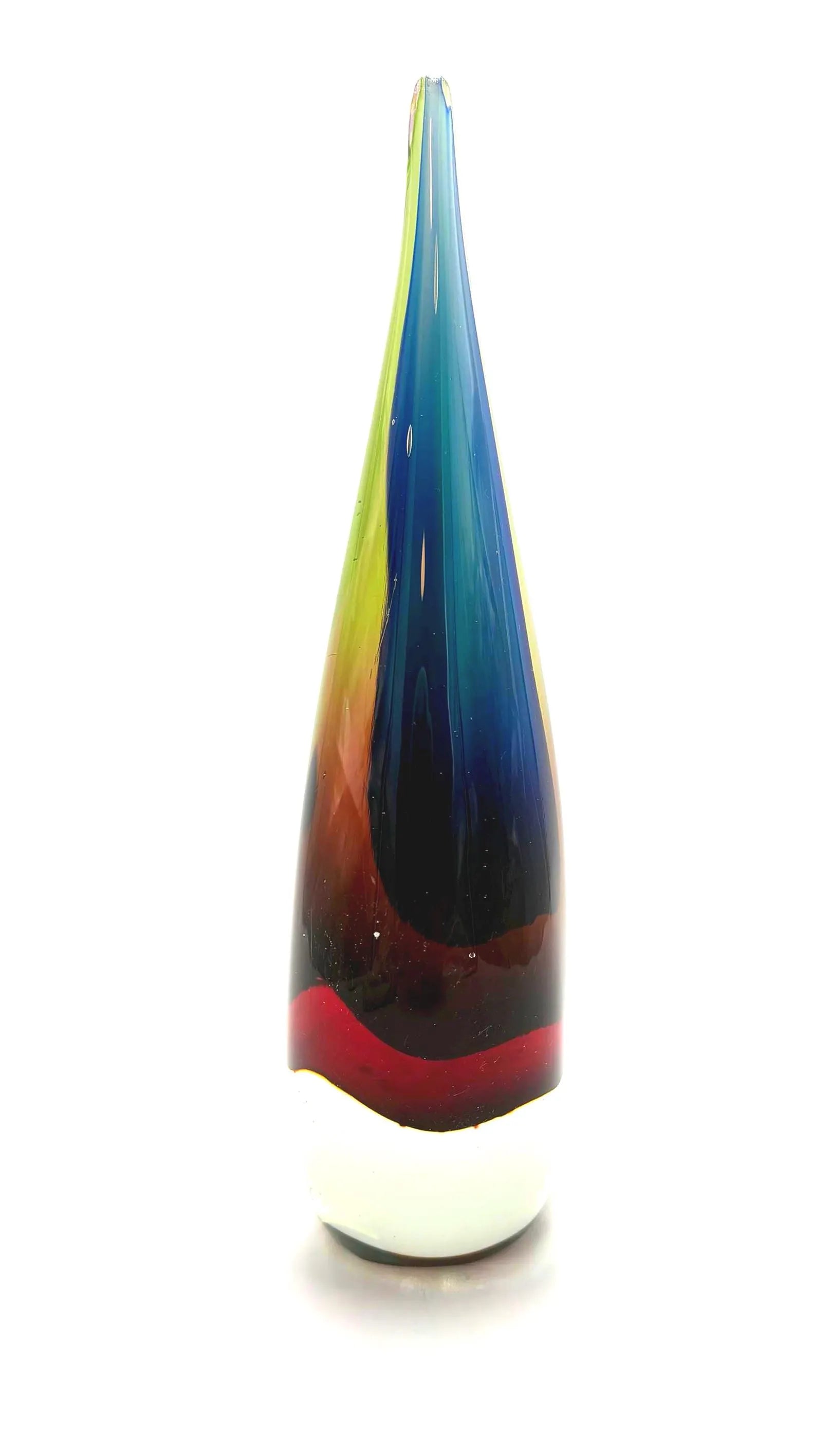 Murano Sommerso Art Glass Sculpture Teardrop, Mid Century Italian Cased Glass Blue Green Pink, 10.5 Inch Modernist Glass Object