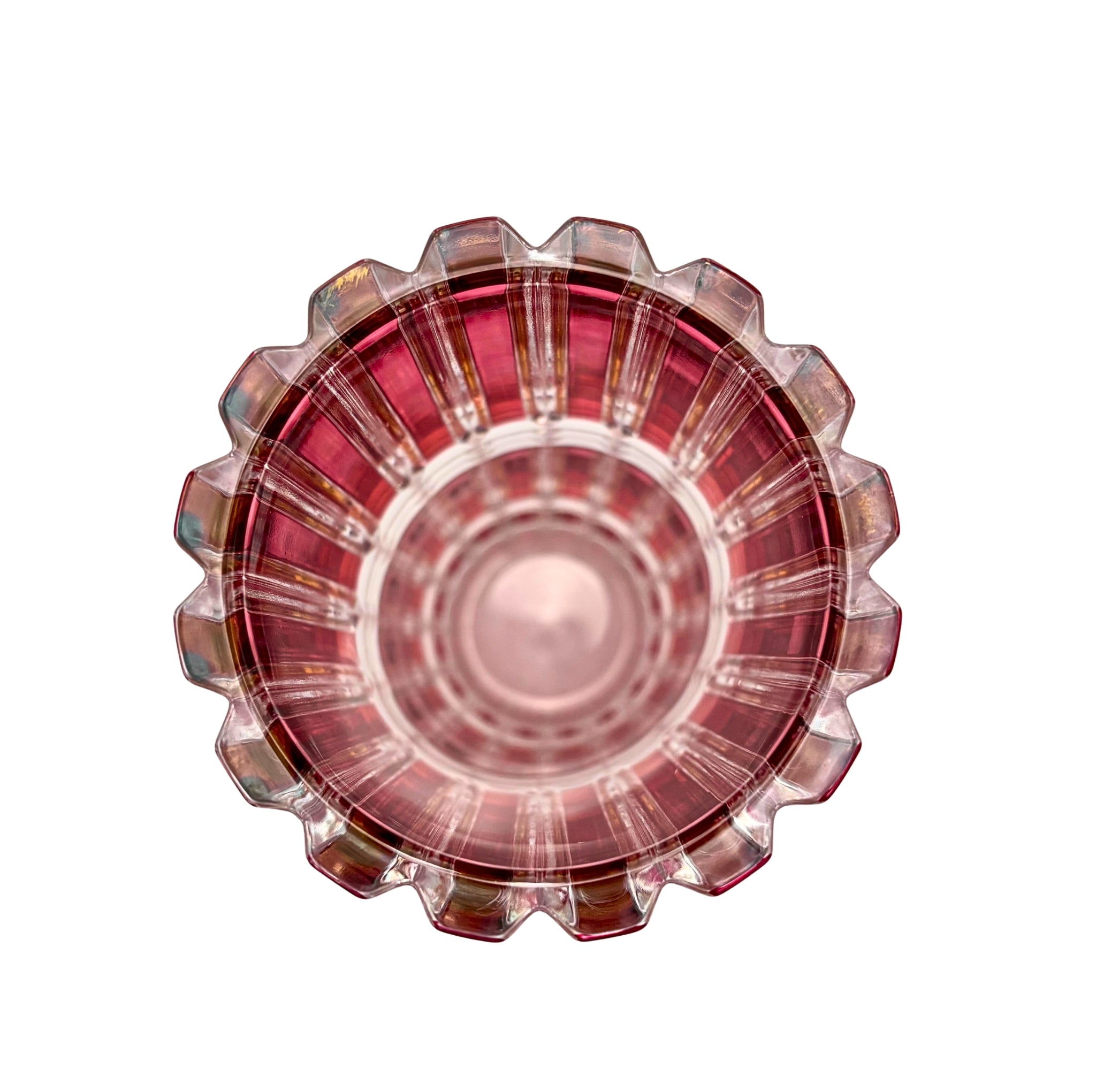 VINTAGE RUBY RED CUT-TO-CLEAR CRYSTAL VASE