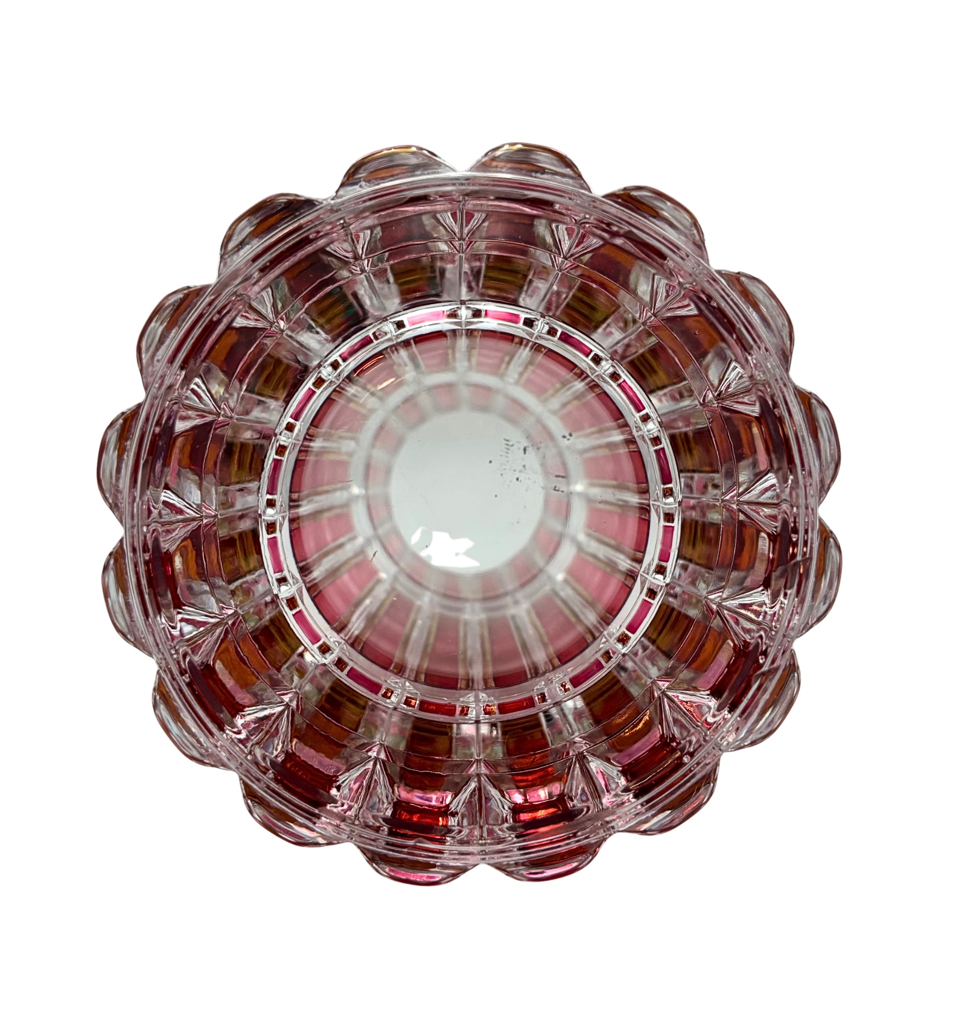 VINTAGE RUBY RED CUT-TO-CLEAR CRYSTAL VASE