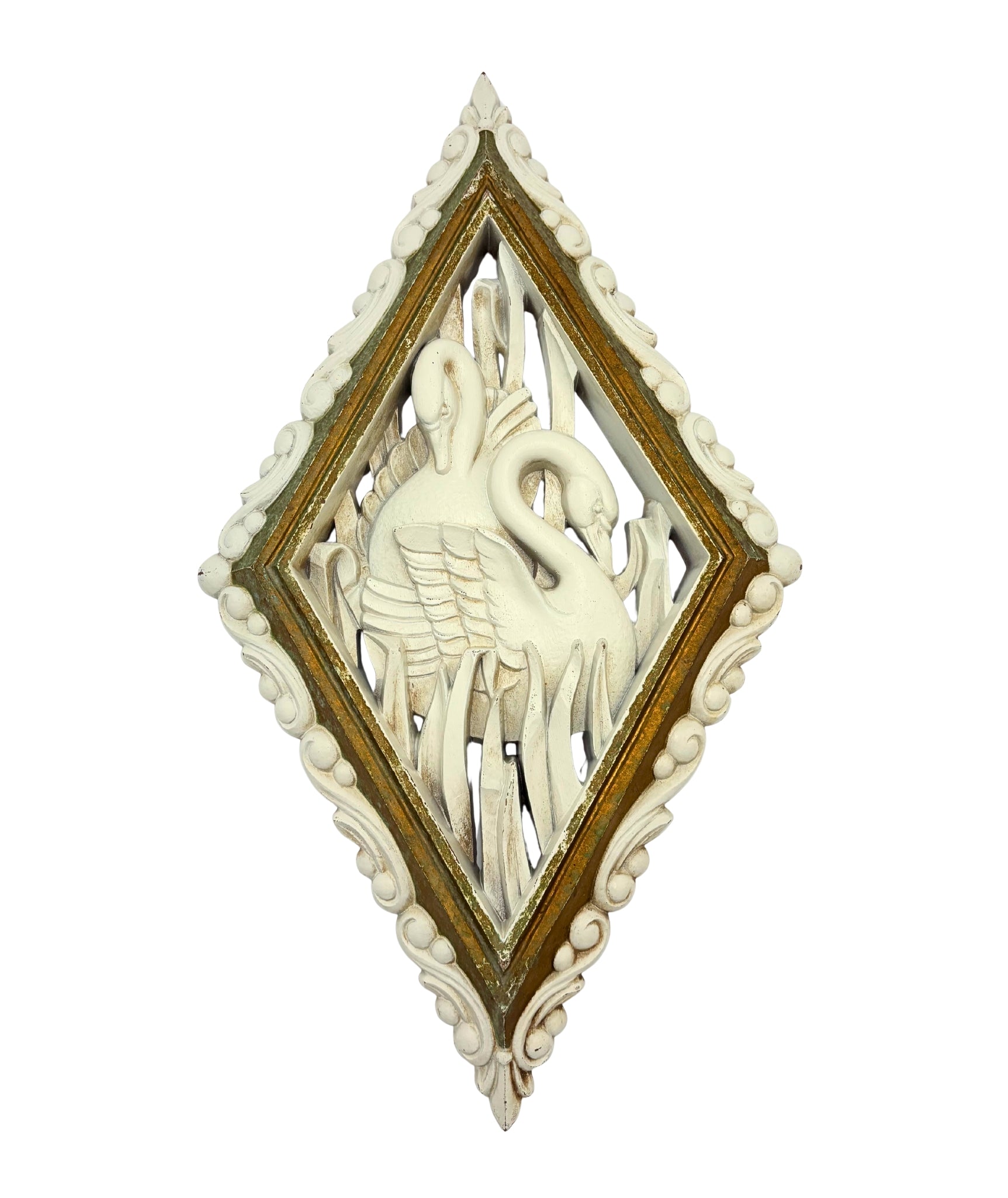 VINTAGE 1973 CONSUMER PRODUCTS CORP. IVORY & GOLD BIRD WALL PLAQUES PAIR