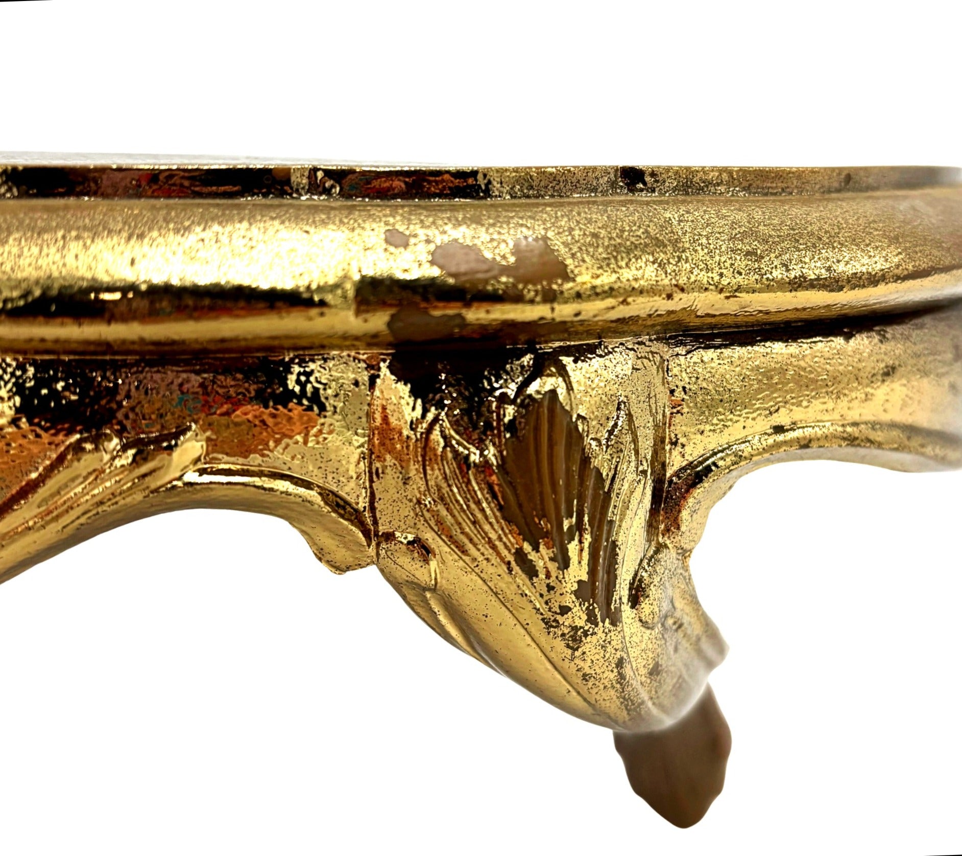 VINTAGE BURWOOD GOLD ROCOCO WALL SHELF, 1983 HOLLYWOOD REGENCY DISPLAY LEDGE
