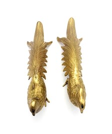 VINTAGE BRASS LONG-TAILED PHEASANT SCULPTURES, MATCHED PAIR, CIRCA 1970S–1980S