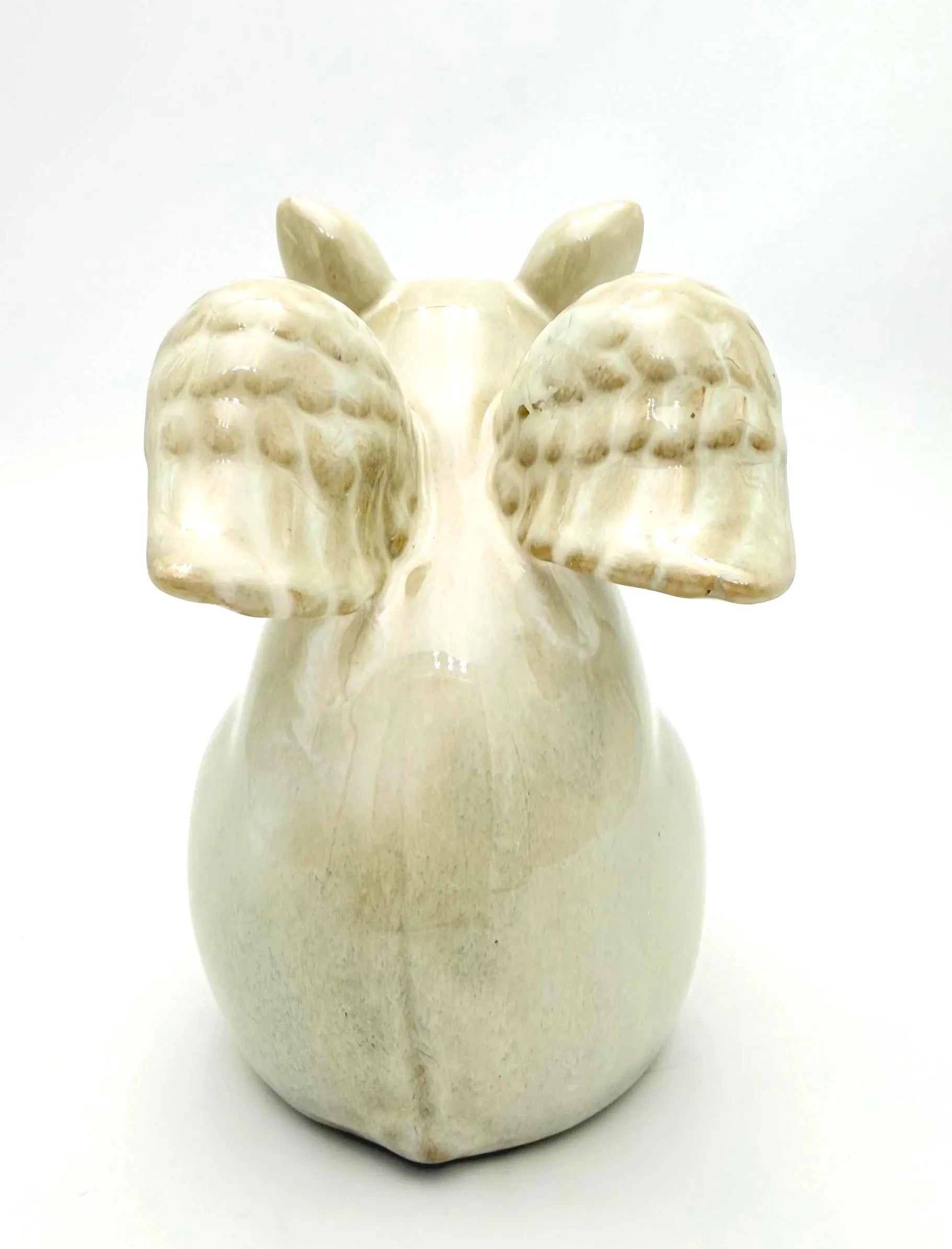 VINTAGE IVORY CERAMIC FLYING PIG FIGURINE