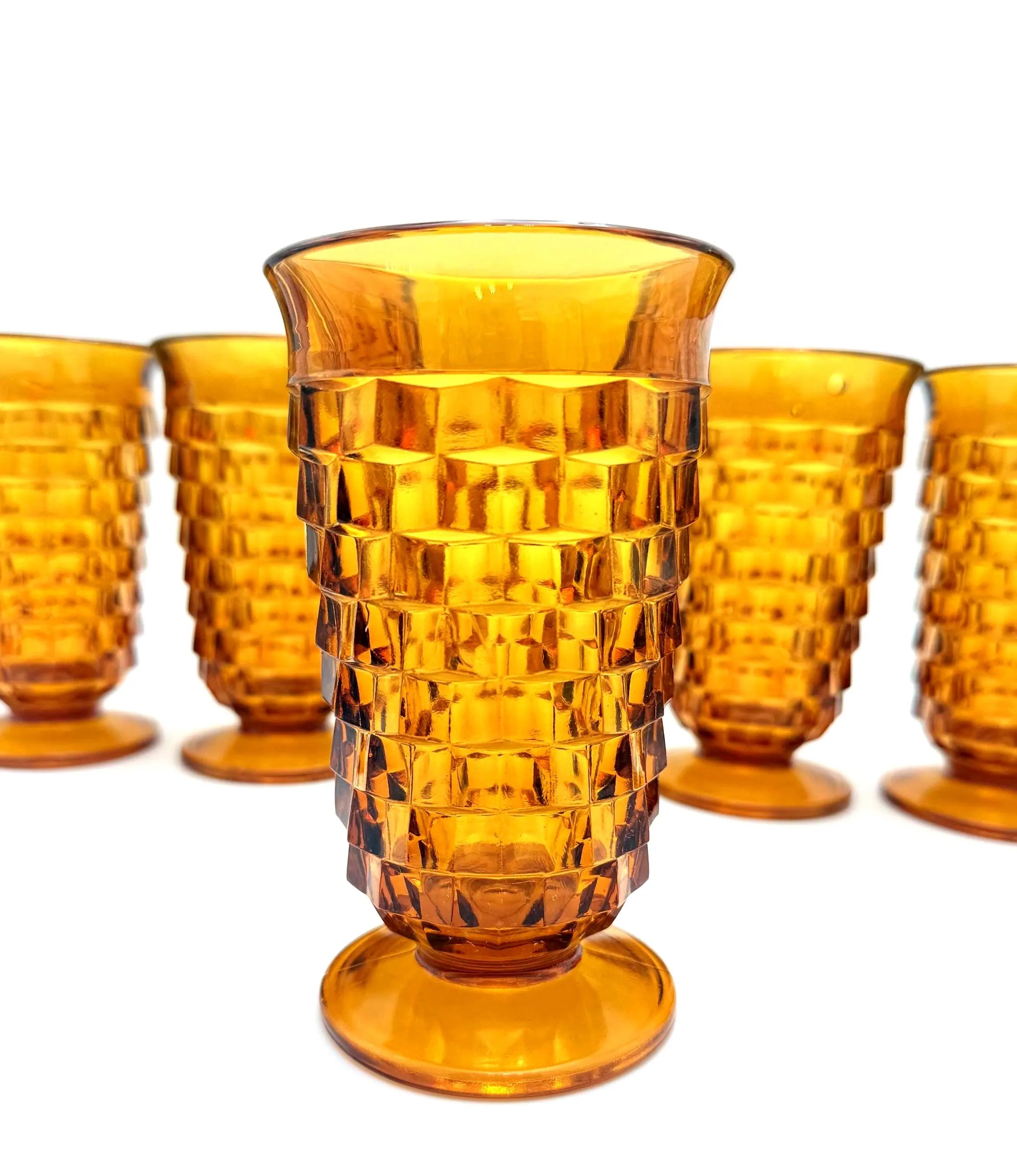 VINTAGE COLONY WHITEHALL AMBER ICED TEA GOBLETS | SET OF 6