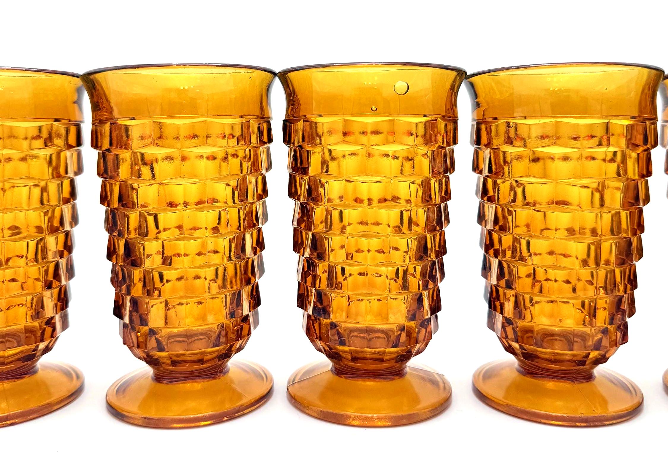 VINTAGE COLONY WHITEHALL AMBER ICED TEA GOBLETS | SET OF 6