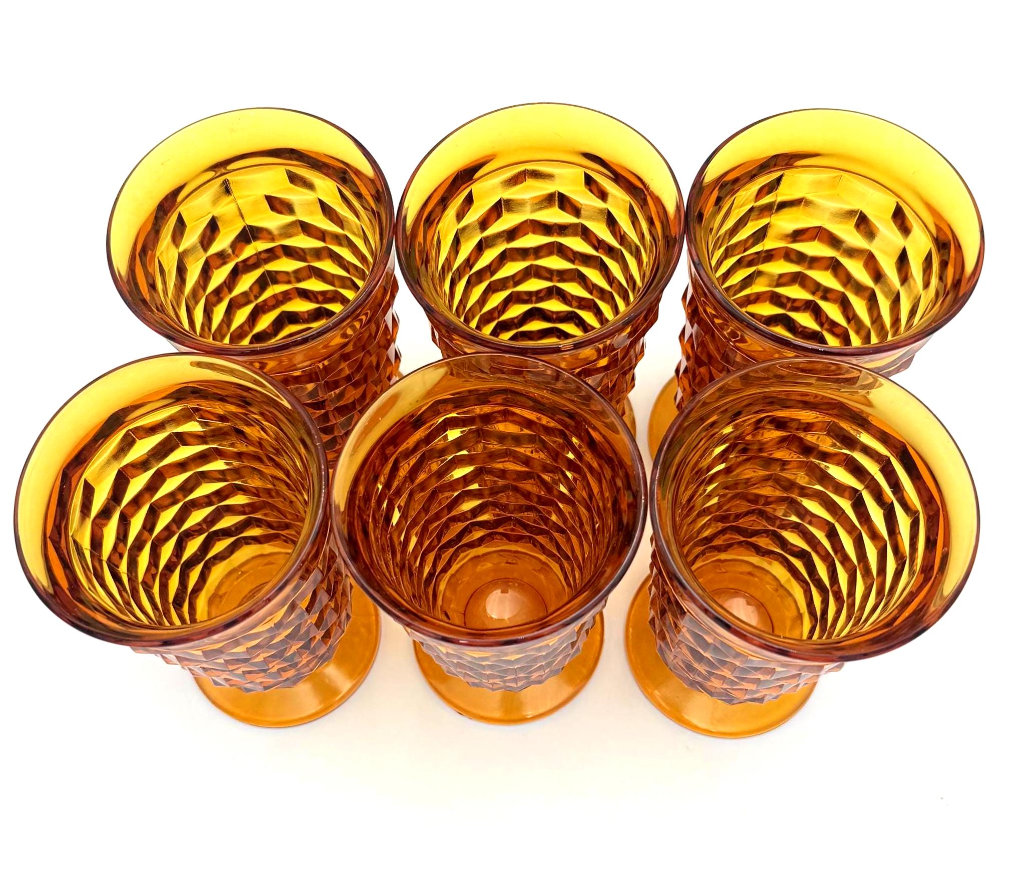 VINTAGE COLONY WHITEHALL AMBER ICED TEA GOBLETS | SET OF 6