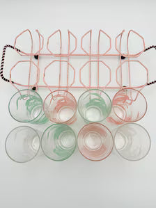 FEDERAL GLASS GAZELLE HIGHBALL SET WITH CADDY, CIRCA 1951–1960