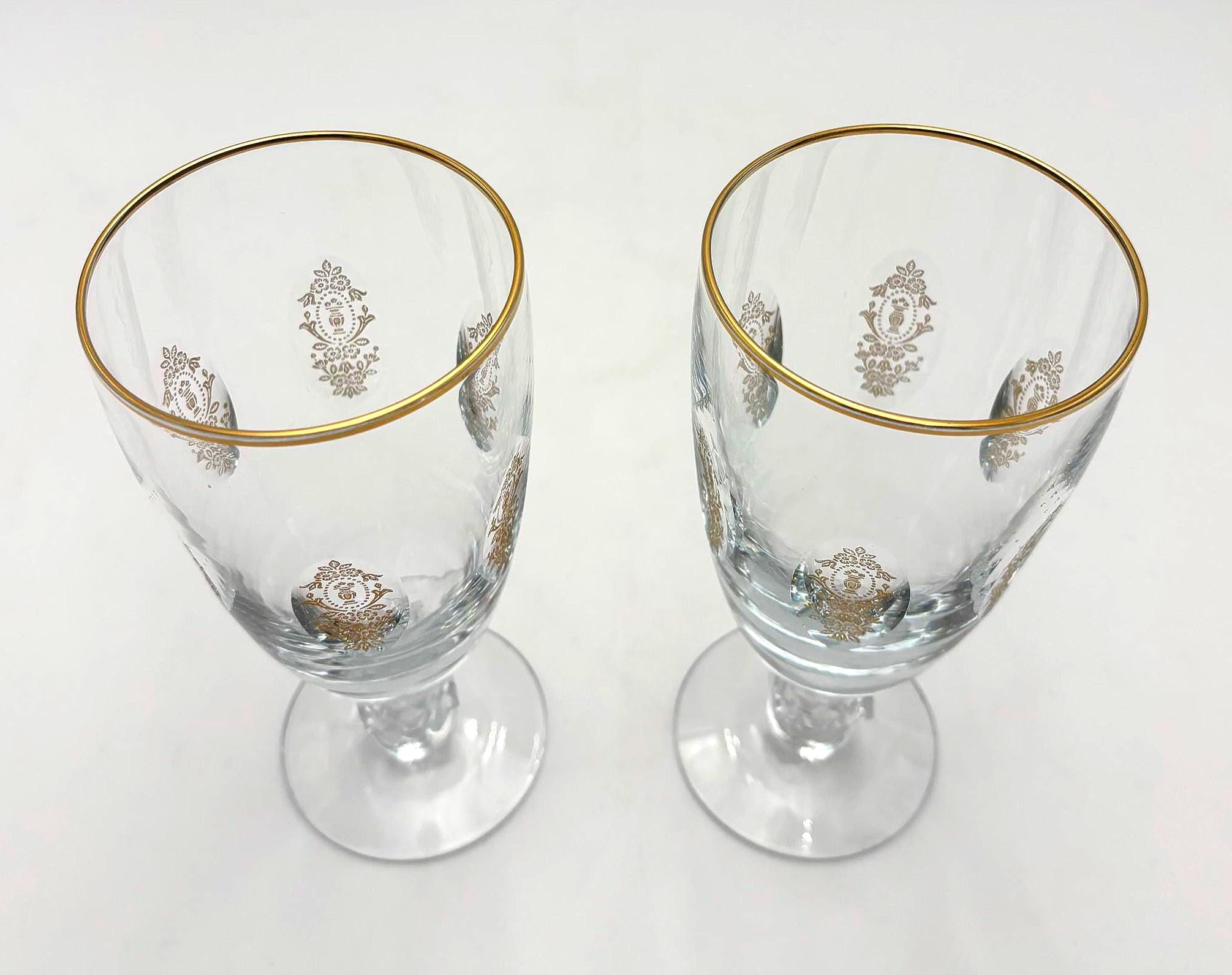 Vintage Franciscan Masterpiece Crystal Palais Versailles Gold Goblets Set of 2, Gold Rim Gilt Stemware, Hollywood Regency Crystal Barware