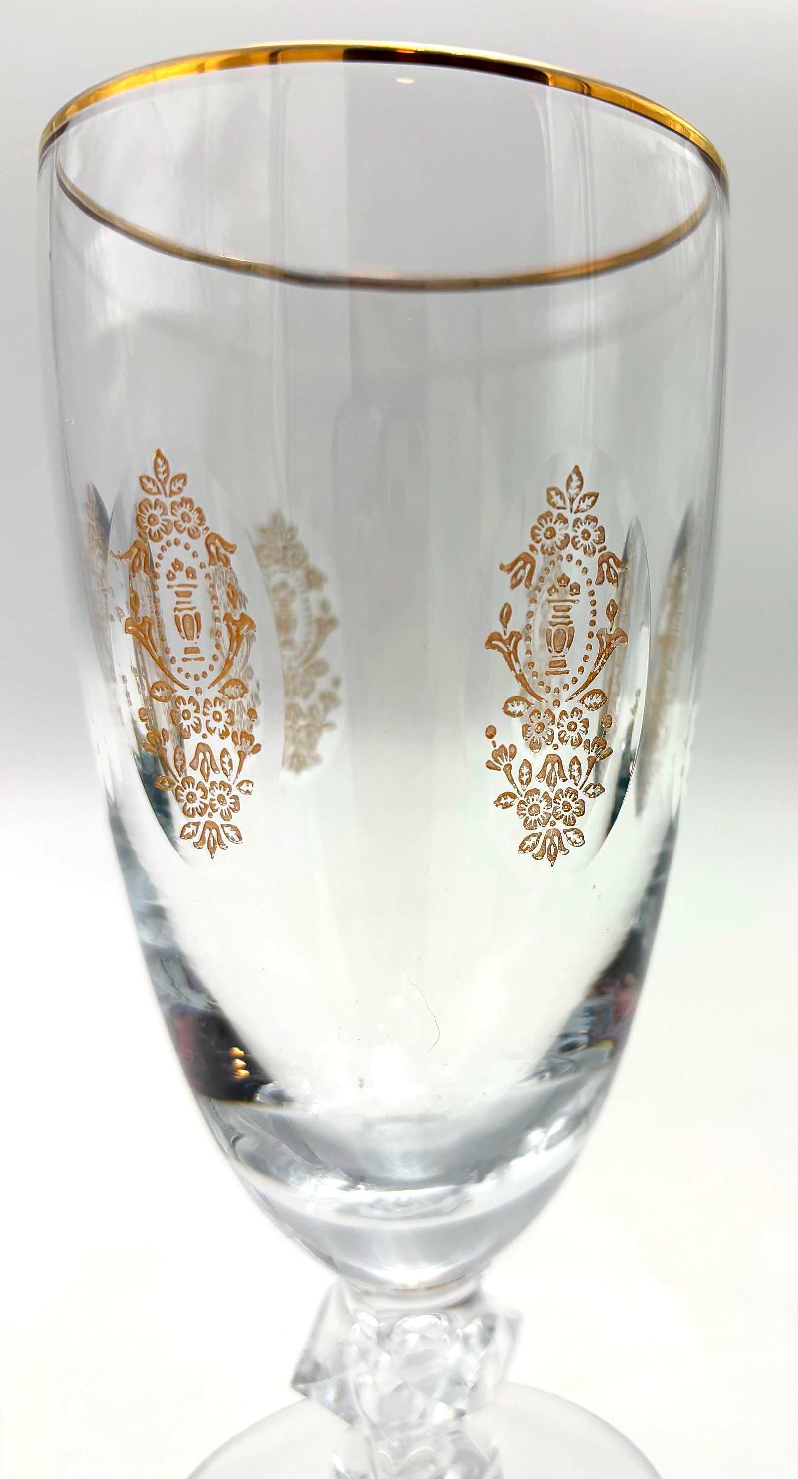 Vintage Franciscan Masterpiece Crystal Palais Versailles Gold Goblets Set of 2, Gold Rim Gilt Stemware, Hollywood Regency Crystal Barware