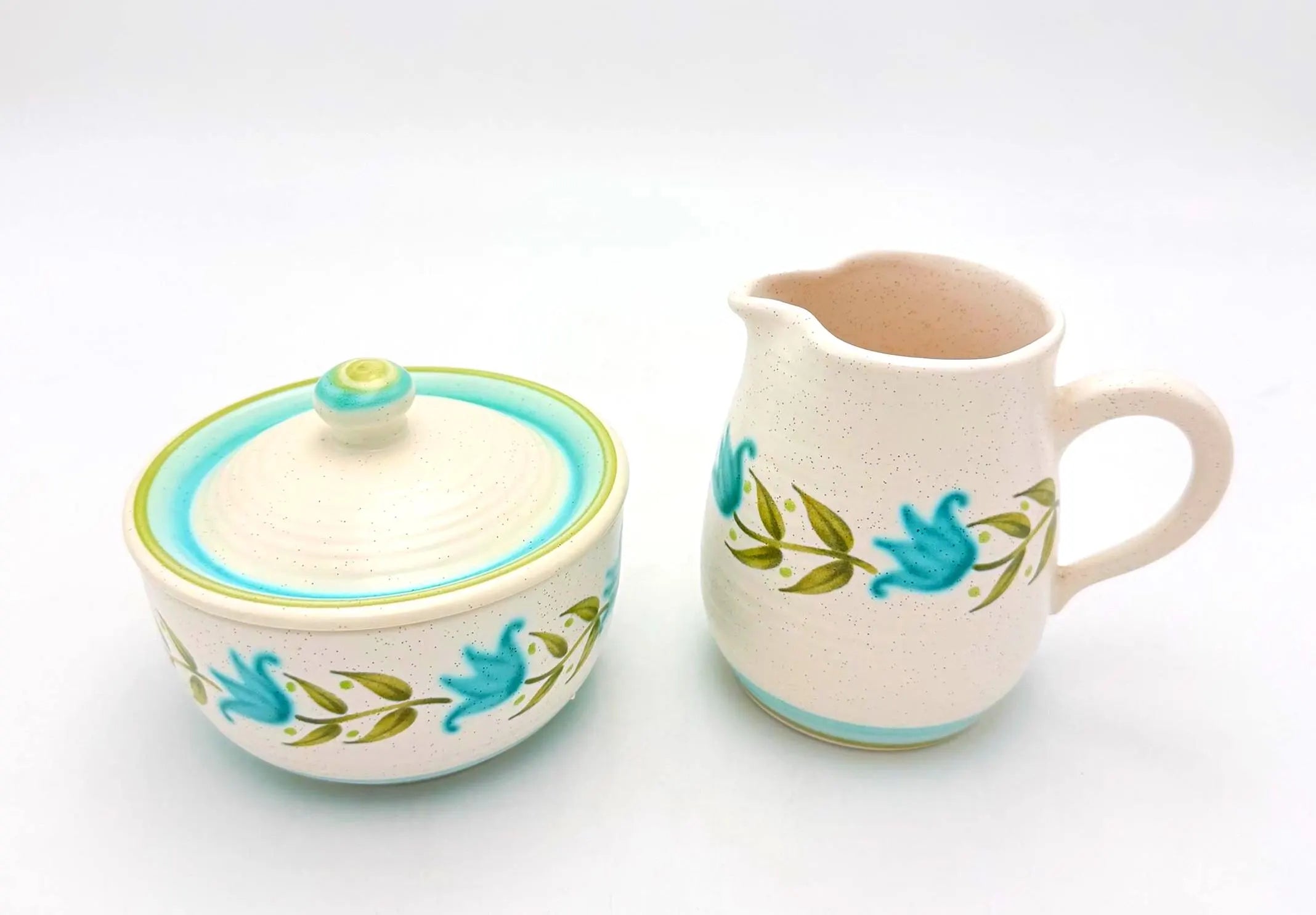 VINTAGE FRANCISCAN TULIP TIME CREAMER & SUGAR BOWL SET – BLUE FLORAL EARTHENWARE REPLACEMENT PIECES