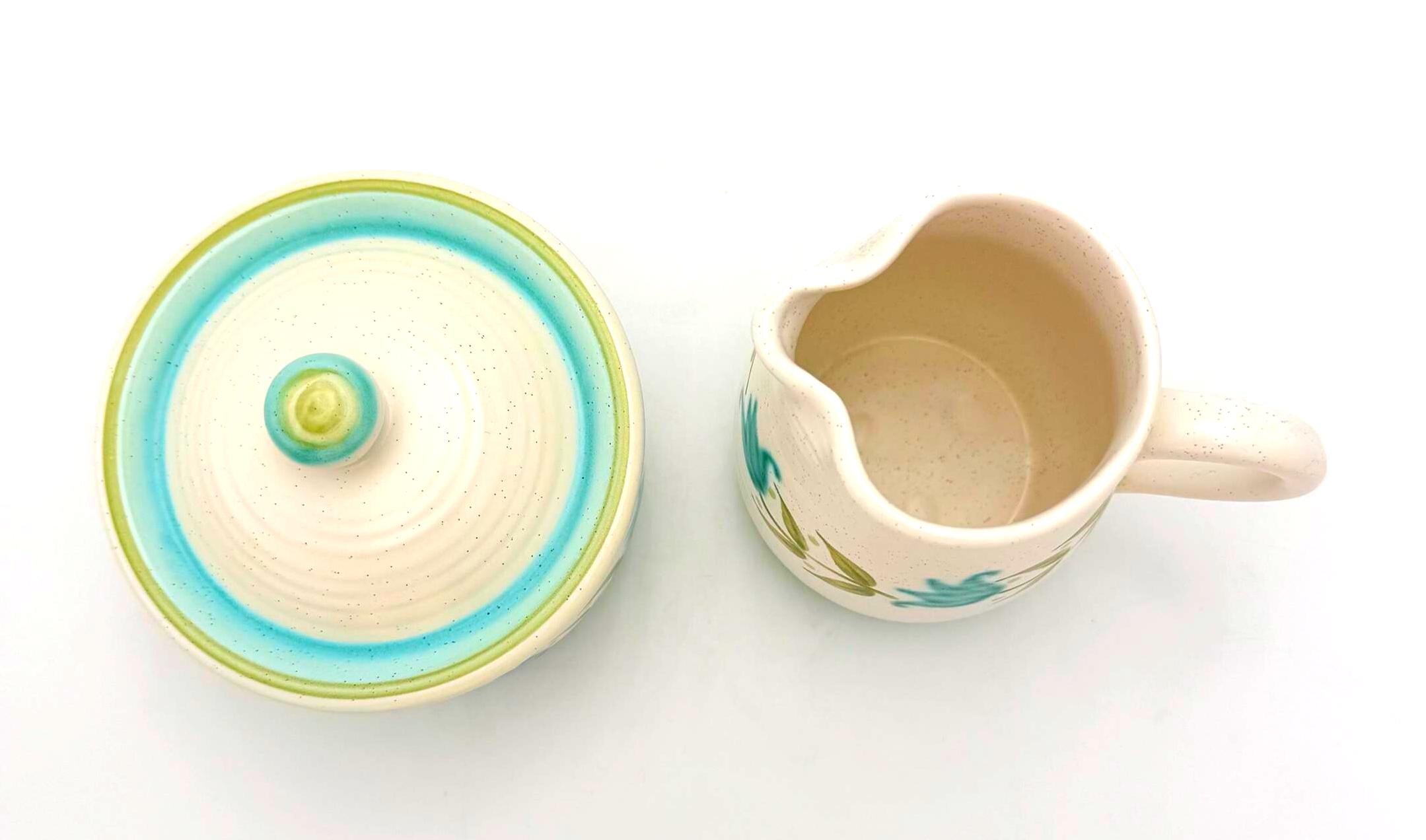 VINTAGE FRANCISCAN TULIP TIME CREAMER & SUGAR BOWL SET – BLUE FLORAL EARTHENWARE REPLACEMENT PIECES