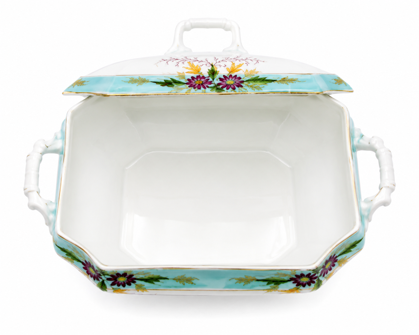 VINTAGE HAND-PAINTED JAPANESE EXPORT PORCELAIN COVERED TUREEN WITH FLORAL DECOR