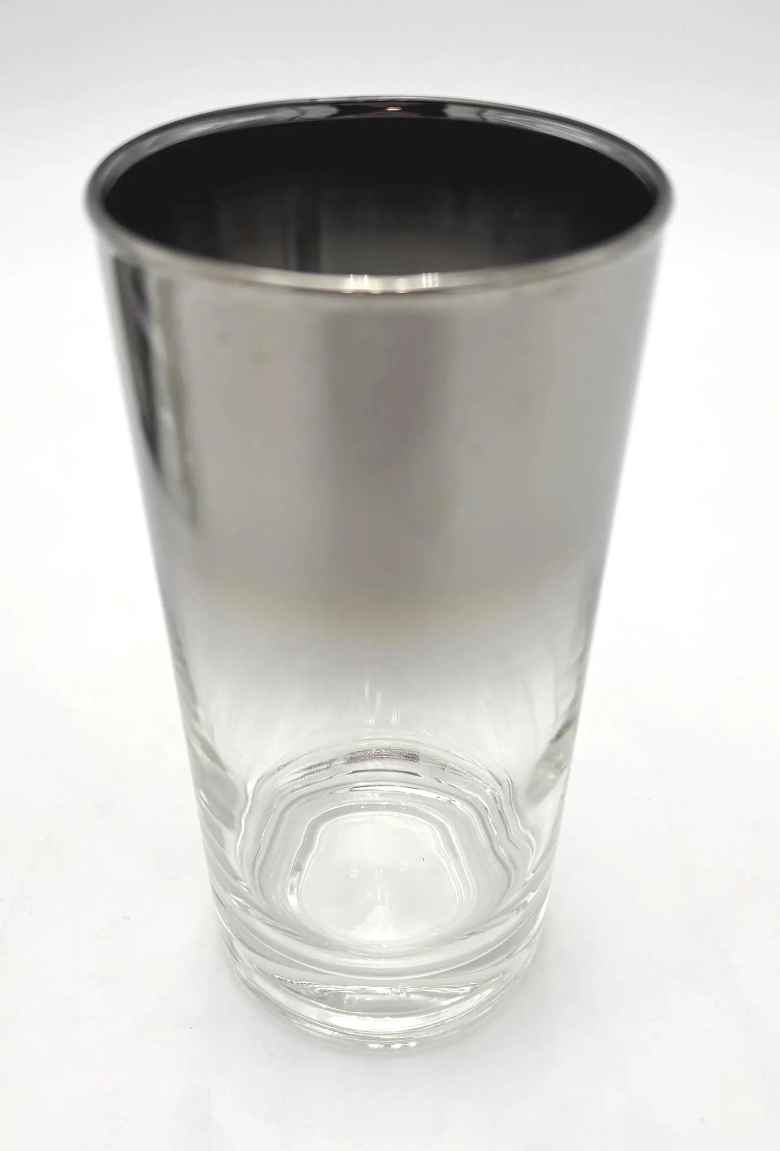 VINTAGE LIBBEY SILVER FADE HIGHBALL GLASSES – MID CENTURY HOLLYWOOD REGENCY OMBRE BARWARE – SET OF 4