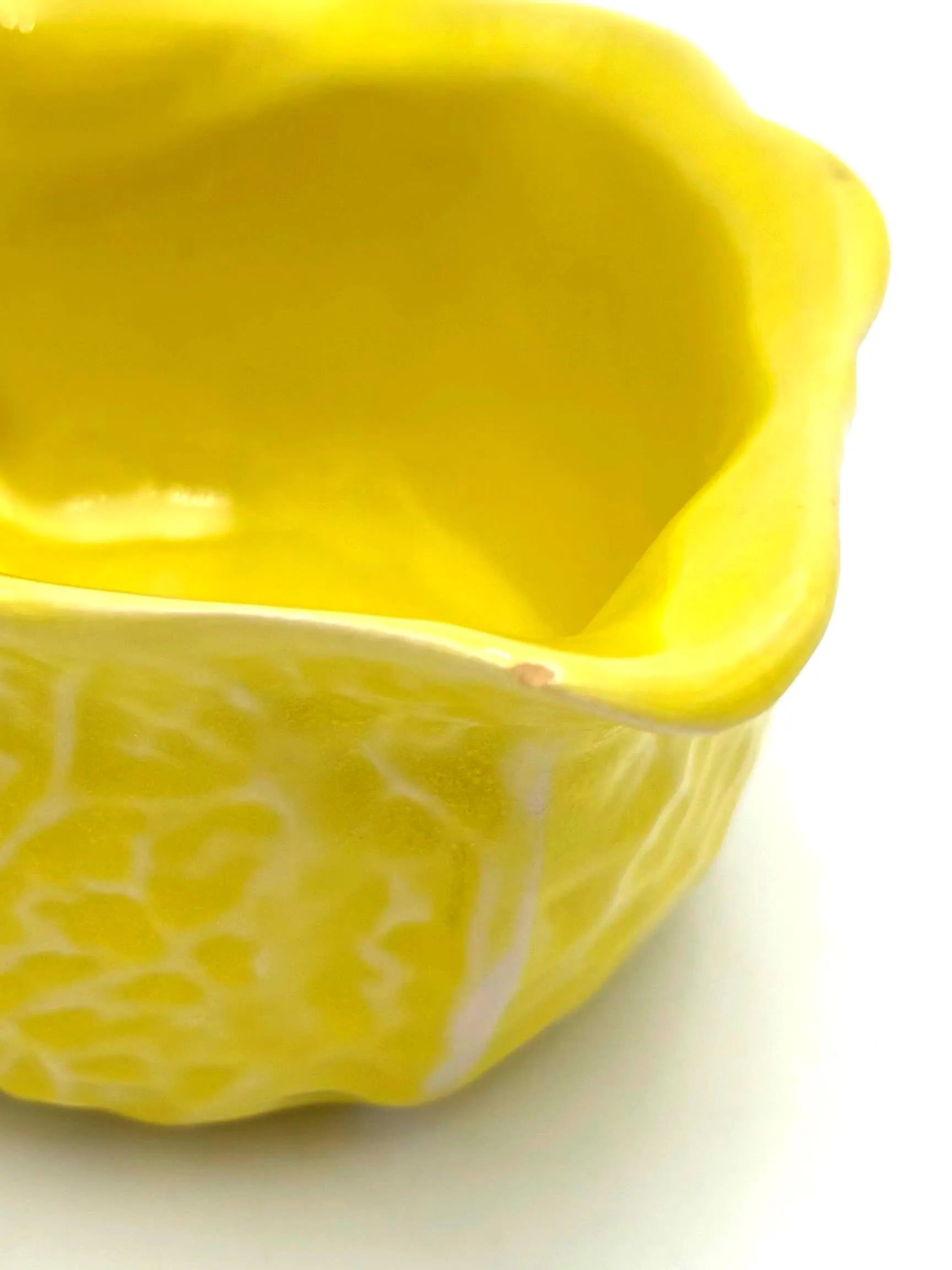 VINTAGE SECLA YELLOW CABBAGE LEAF CREAMER AND SUGAR BOWL SET | PORTUGUESE MAJOLICA TEA SET WITH LID