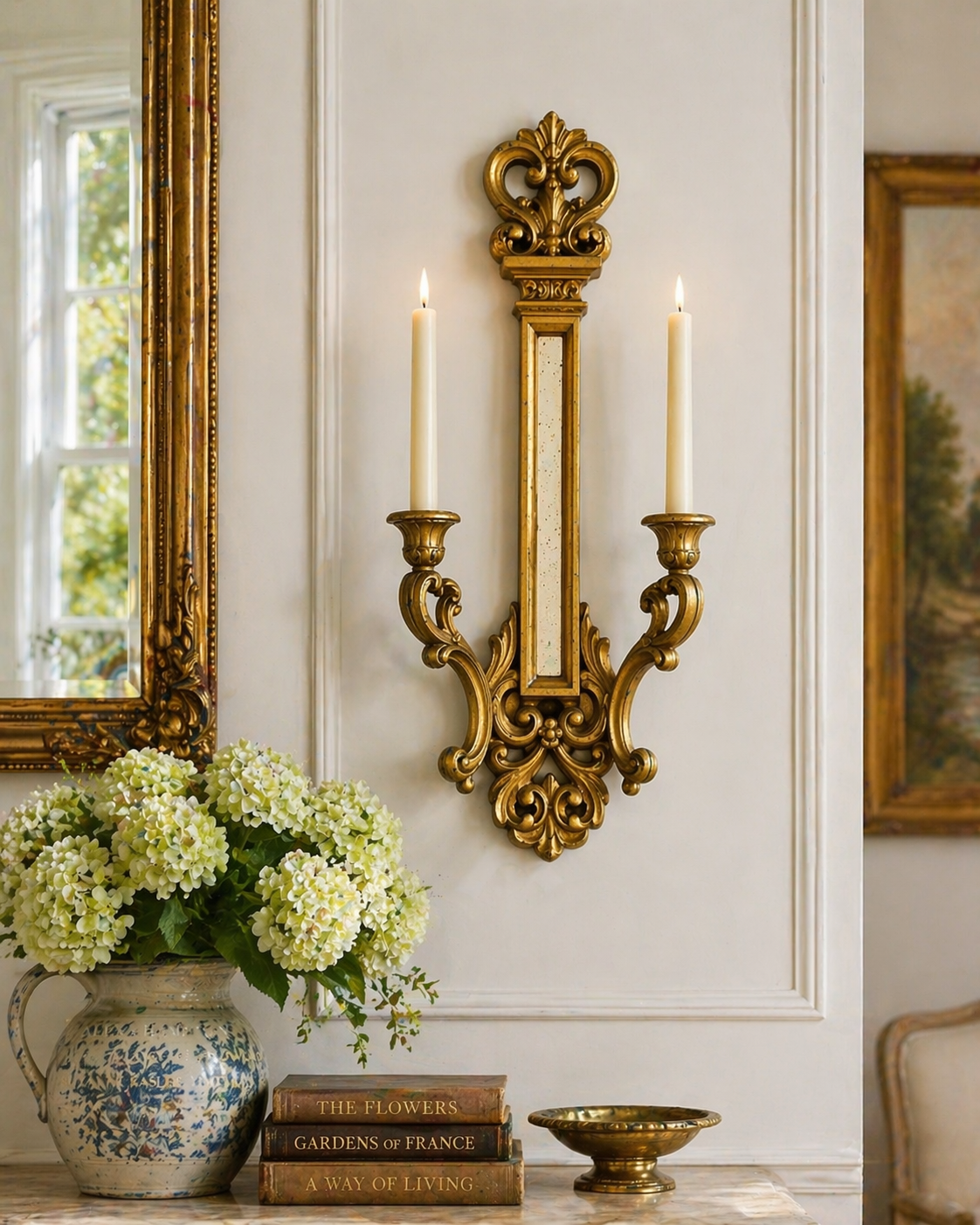 Vintage Syroco Gold Wall Sconce 1969 Hollywood Regency Ornate Double Arm Candle Holder French Revival Gilt Wall Decor
