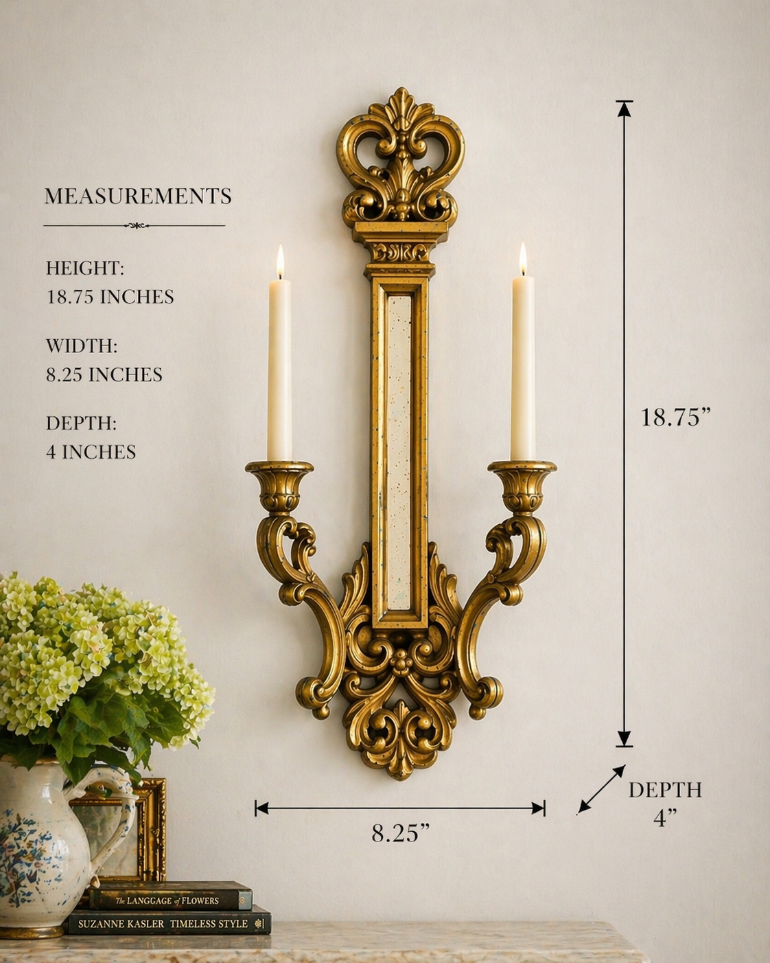 Vintage Syroco Gold Wall Sconce 1969 Hollywood Regency Ornate Double Arm Candle Holder French Revival Gilt Wall Decor