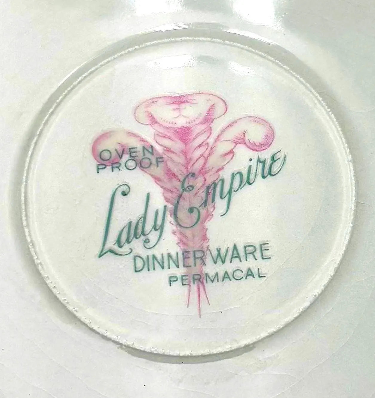 VINTAGE TAYLOR SMITH TAYLOR LADY EMPIRE CELADON SERVING PLATTERS – MID CENTURY PERMACAL OVENPROOF DINNERWARE PAIR