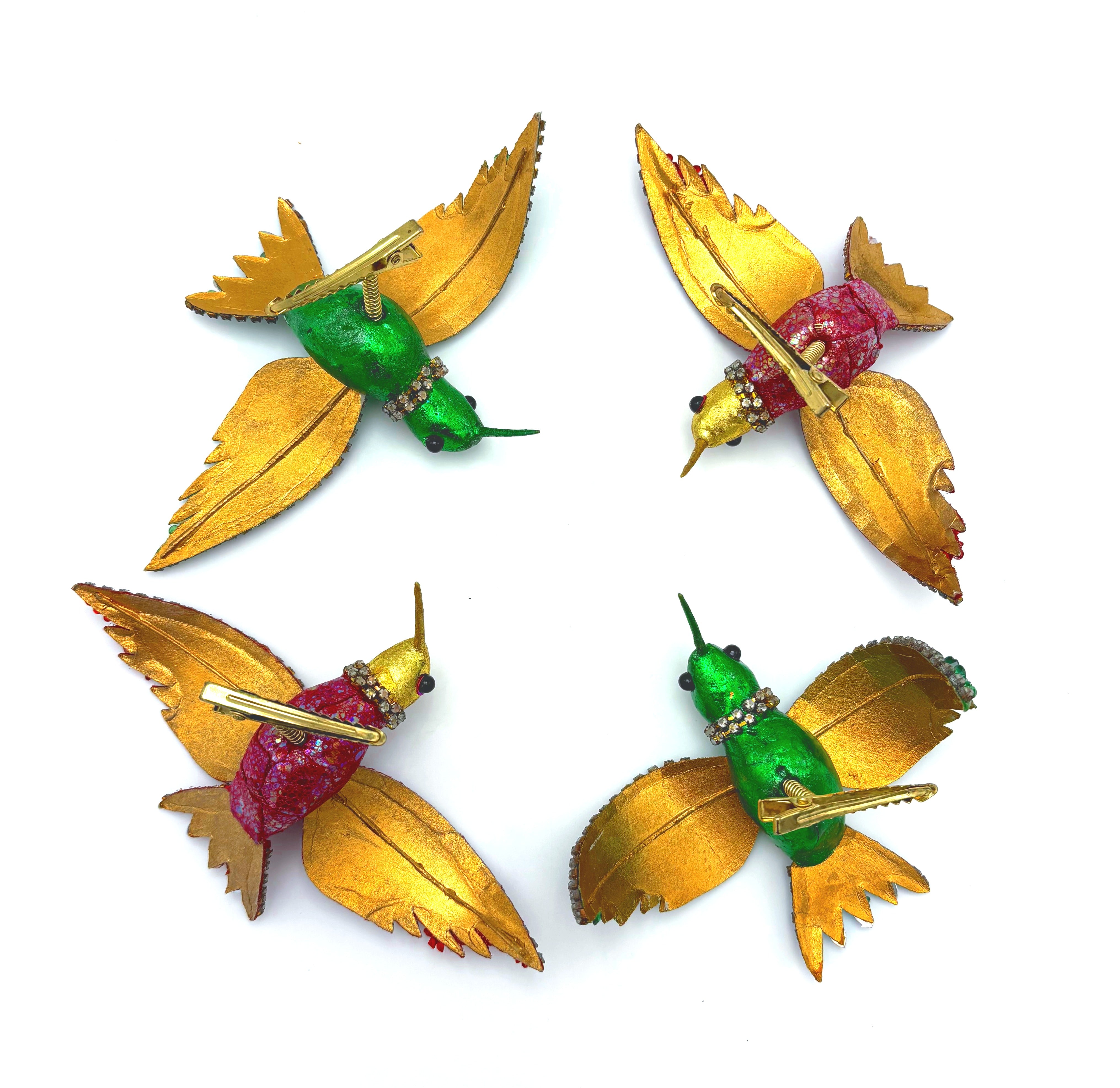 JEWELED HUMMINGBIRD CLIP ORNAMENTS SET OF 4