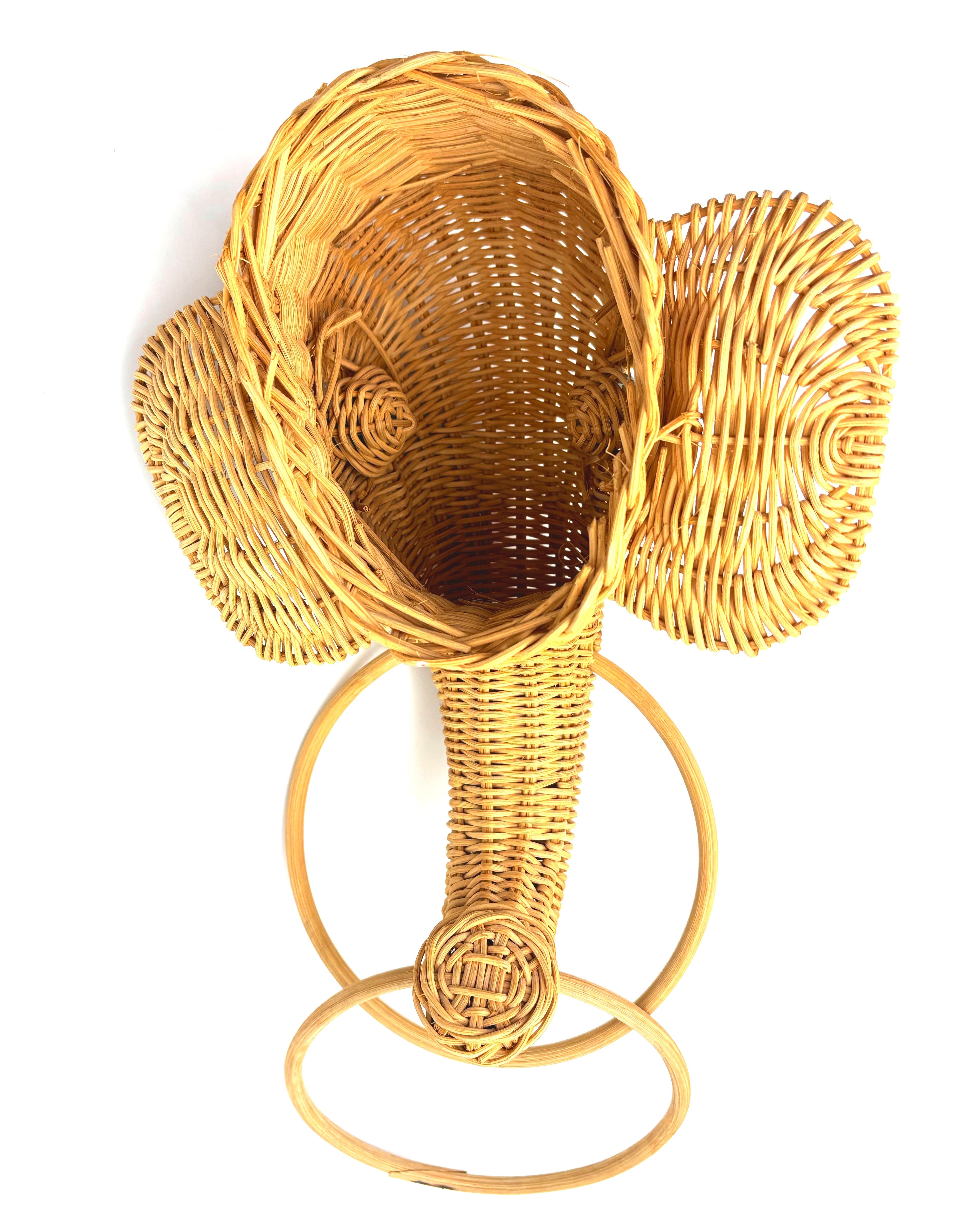 VINTAGE WICKER ELEPHANT TOWEL RINGS