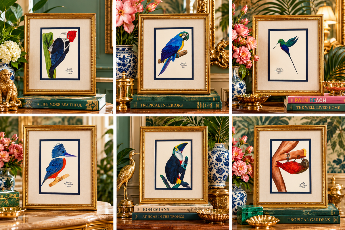 Original Ecuadorian Woodpecker Painting by Javier – Signed 2011 Tropical Bird Art