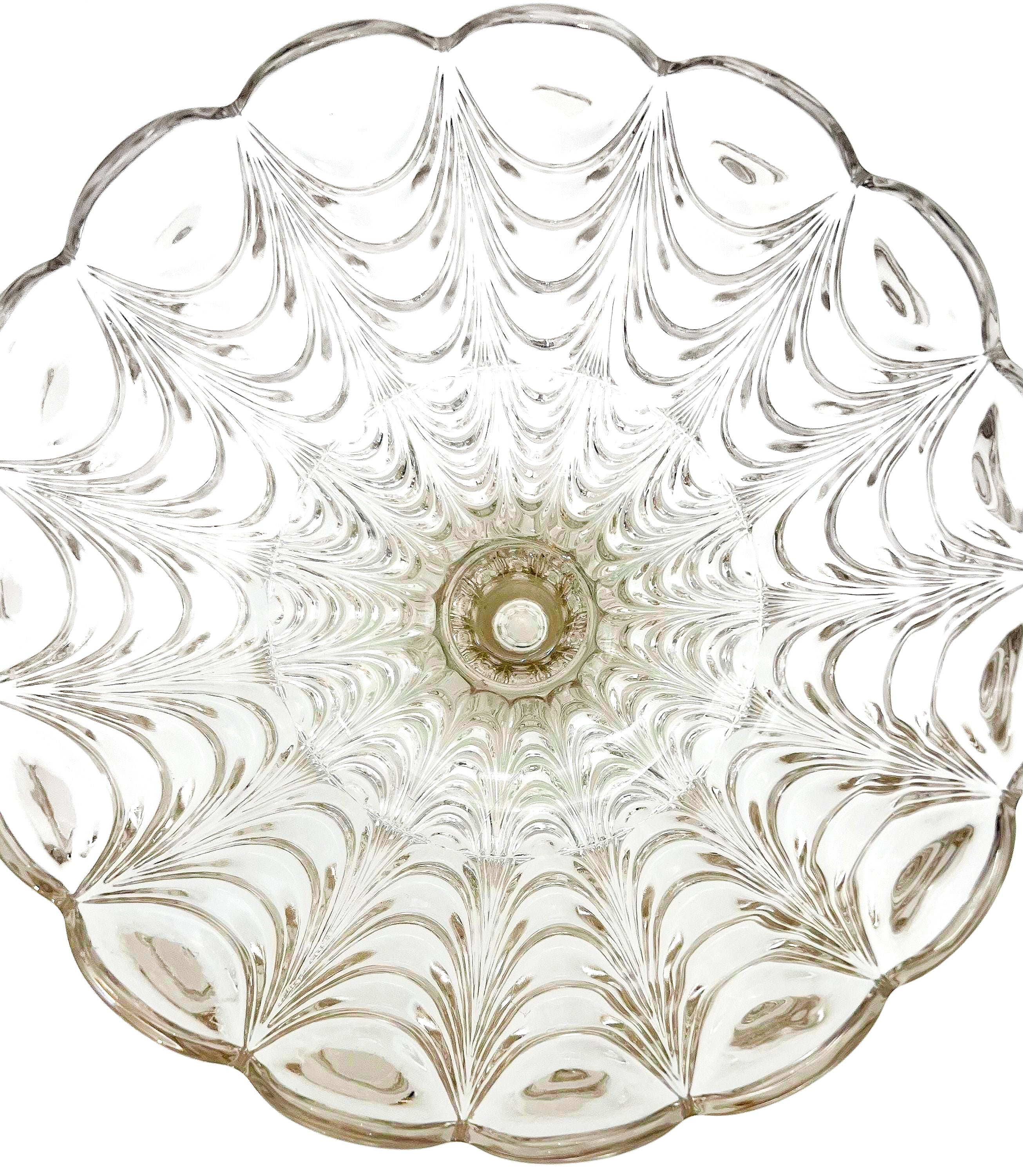 1904 antique Fostoria glass centerpiece bowl in the rare Peacock pattern (Number 1300).