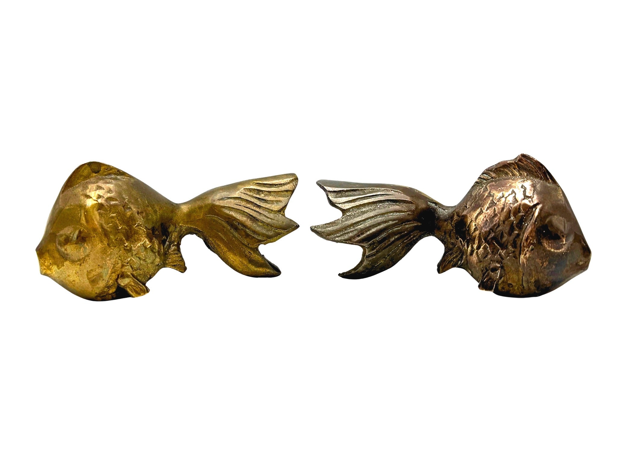 VINTAGE SOLID BRASS KOI FISH FIGURINES – PAIR